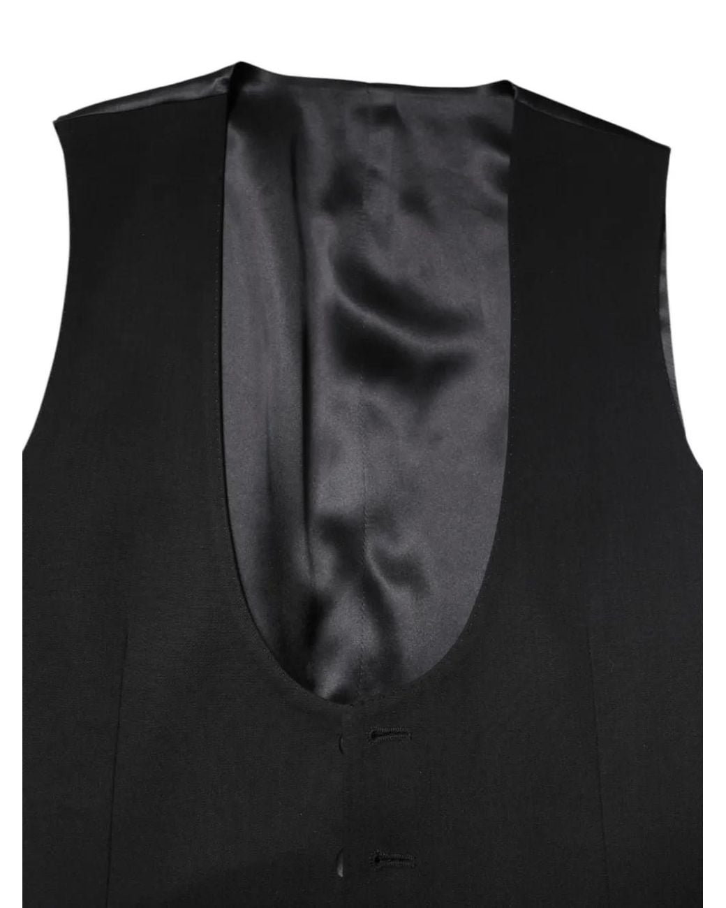 Dolce & Gabbana Black U-Neck Button-Up Waistcoat for men