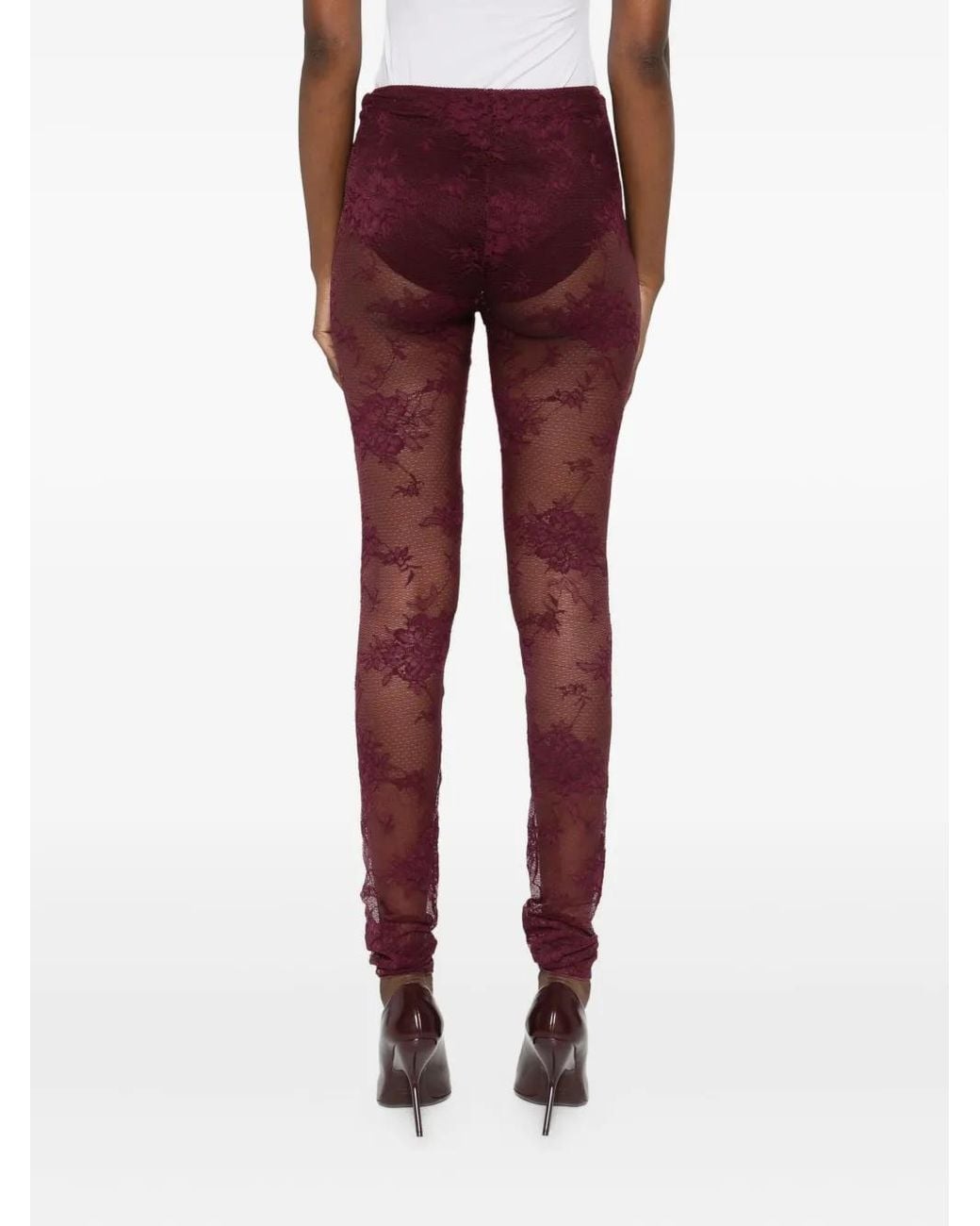 ANDAMANE Red Legging À Fleurs En Dentelle