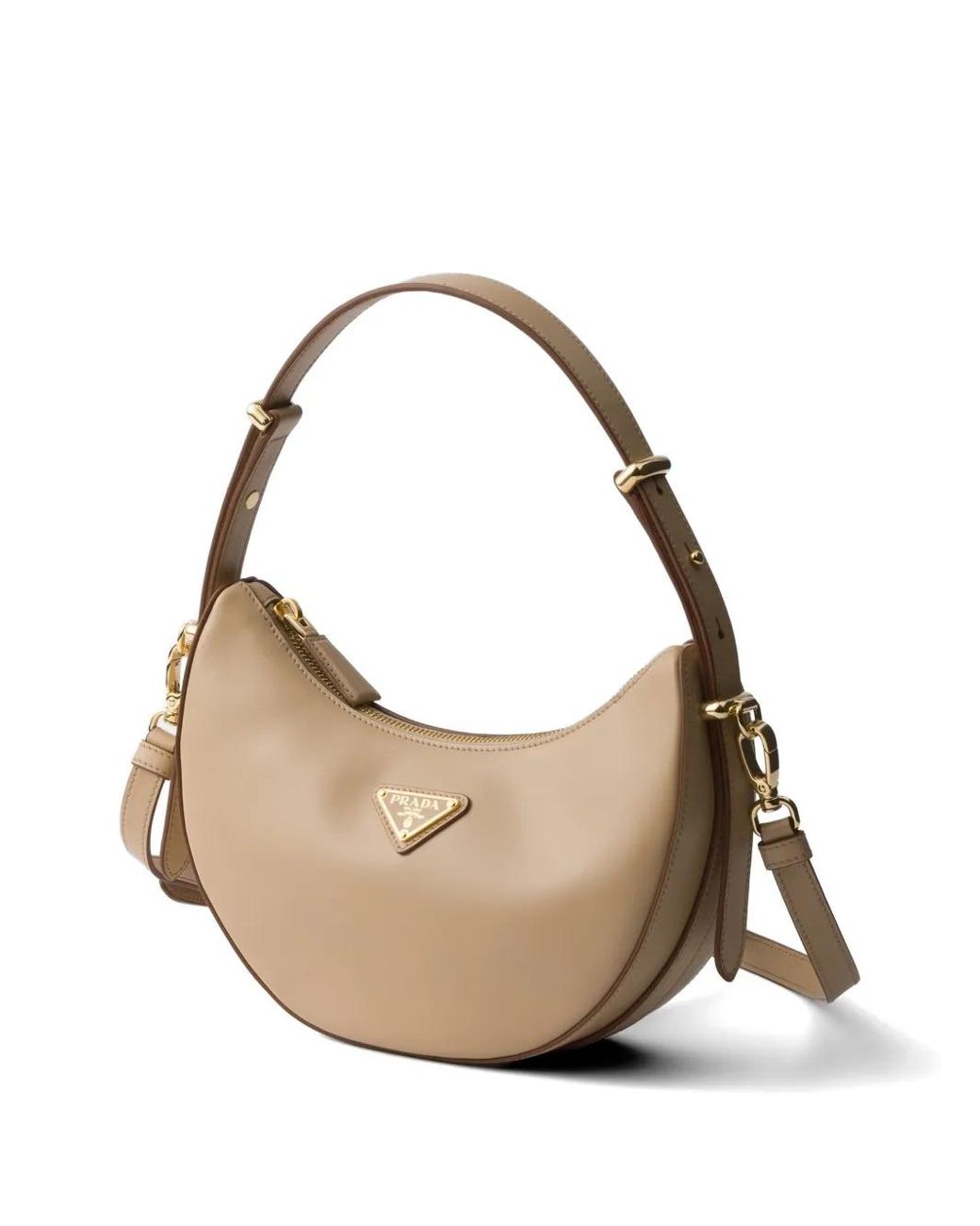 Prada Natural Mini Sac Porté Épaule Arqué En Cuir