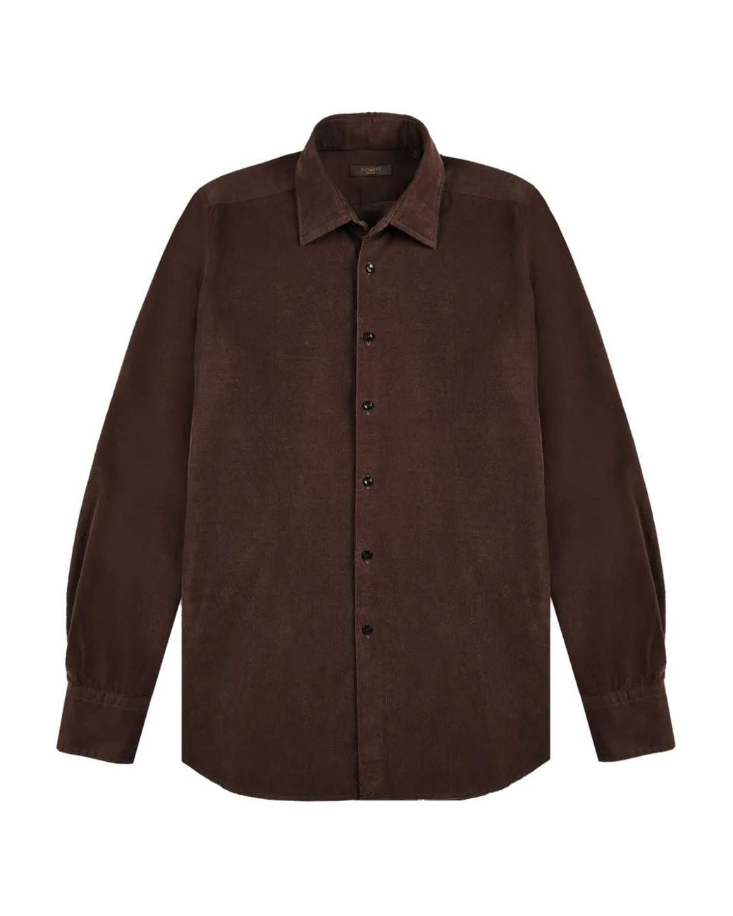 Glanshirt Ribfluwelen Overhemd in het Brown voor heren