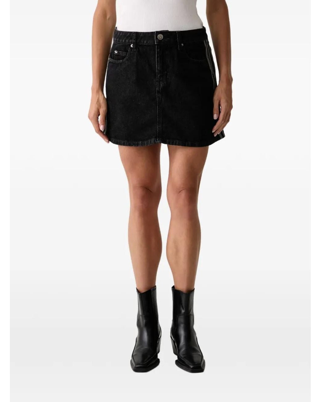 Adidas Black 3-Stripe Denim Mini Skirt
