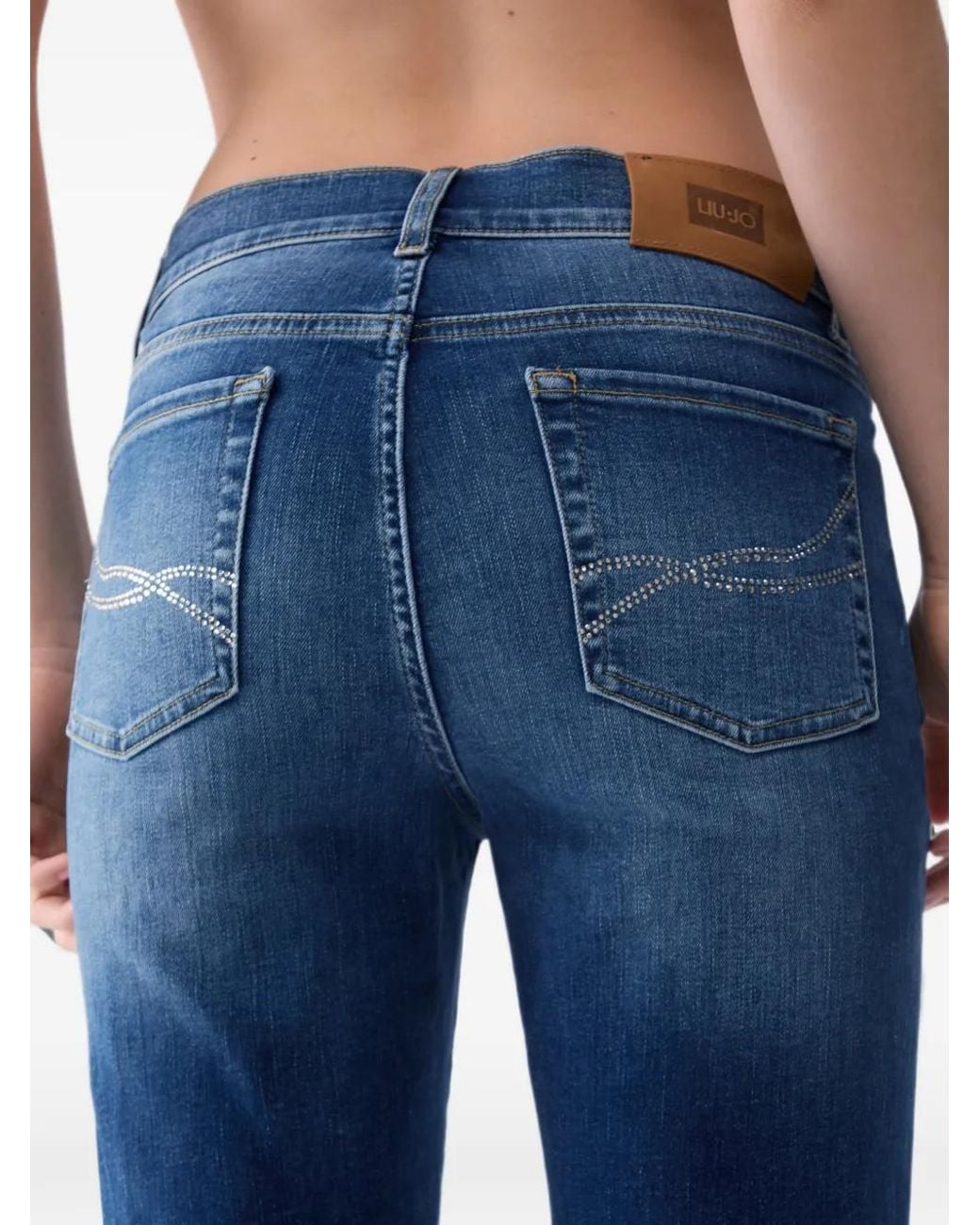 Liu Jo Blue Flare Jeans With Rhinestones