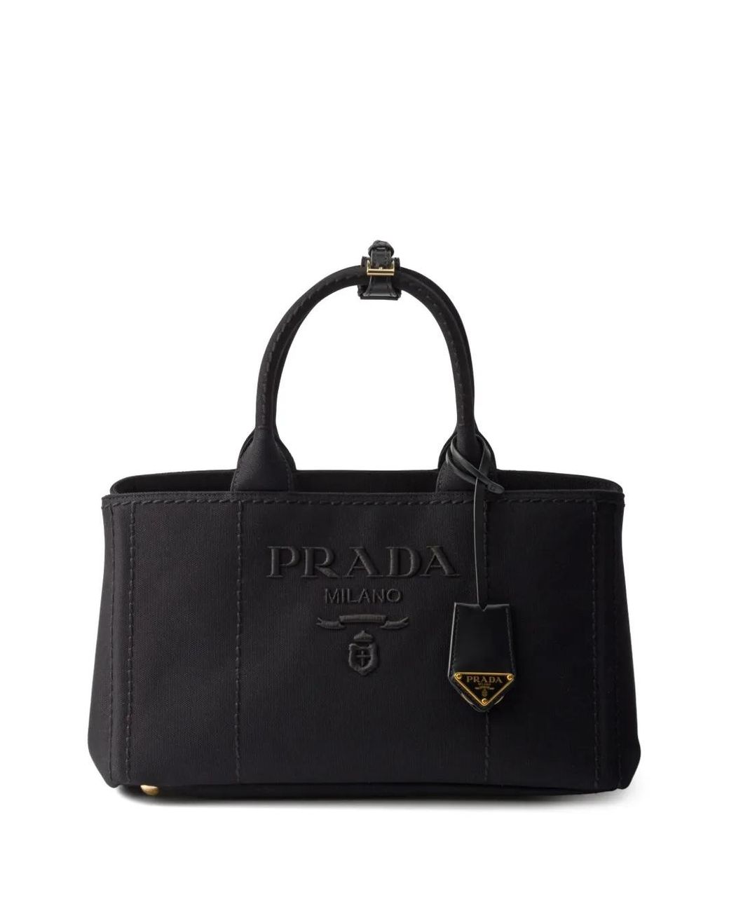 Prada Black Jardinière Large Cotton Canvas Handbag