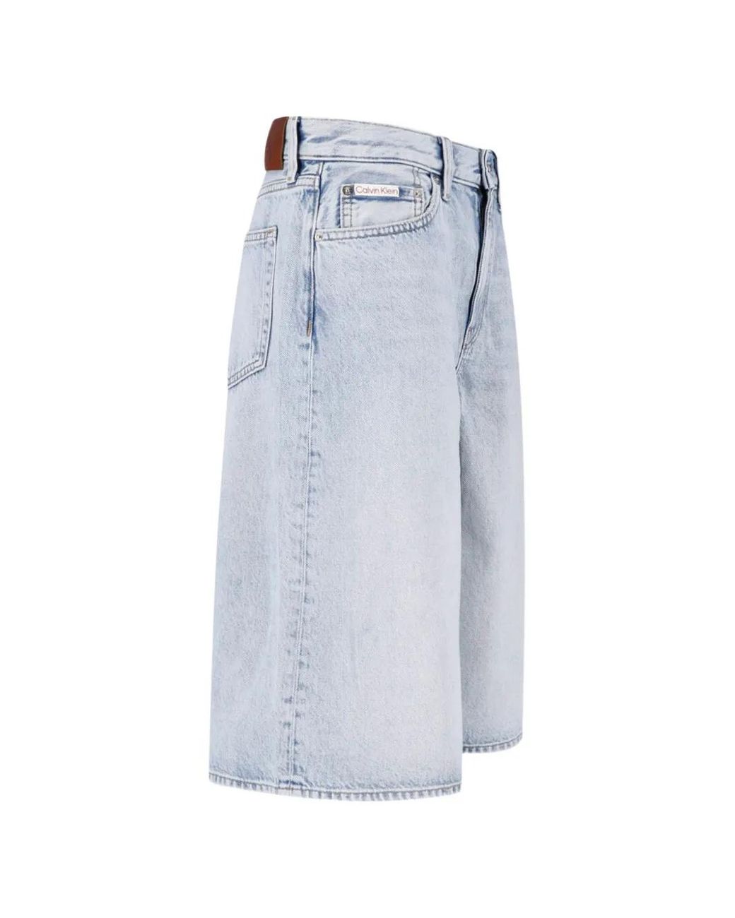 Calvin Klein Blue Acid-Wash Denim Shorts
