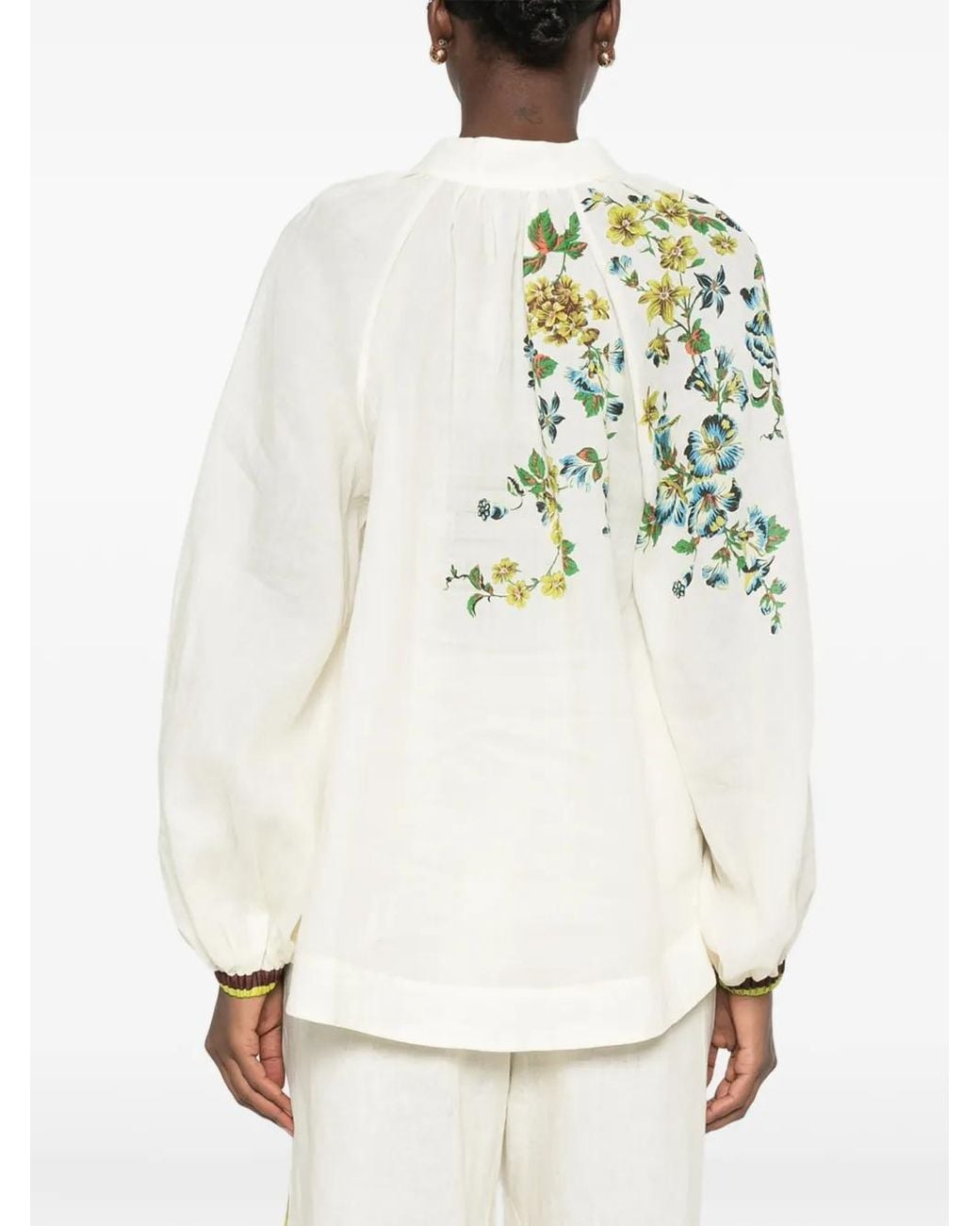 ALÉMAIS White Blouse Phyllis À Fleurs