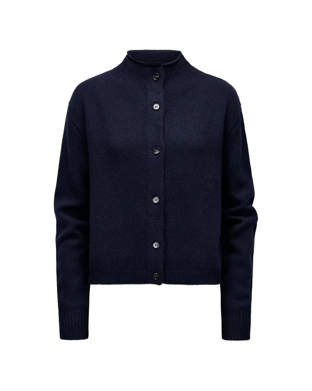 Lisa Yang Blue Button-Fastening High-Neck Cardigan