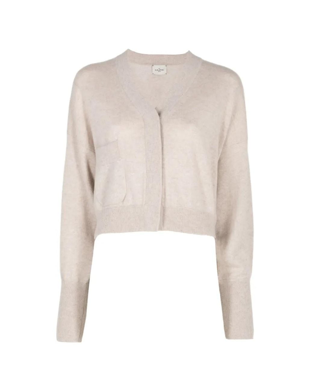 LeKasha Natural V-Neck Cropped Cardigan