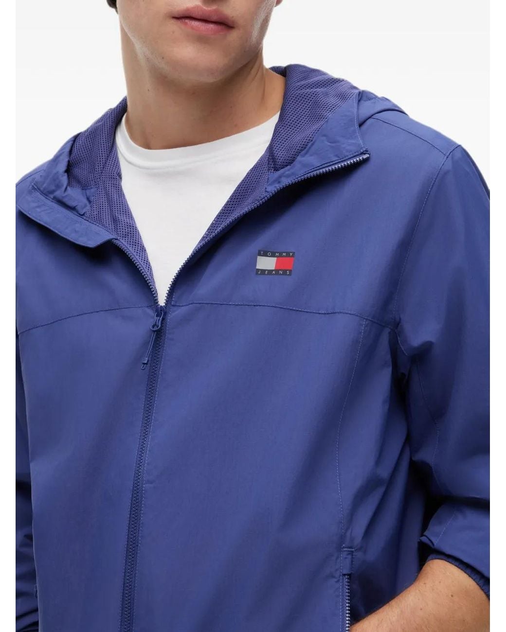 Tommy Hilfiger Blue Hooded Logo-Patch Jacket for men