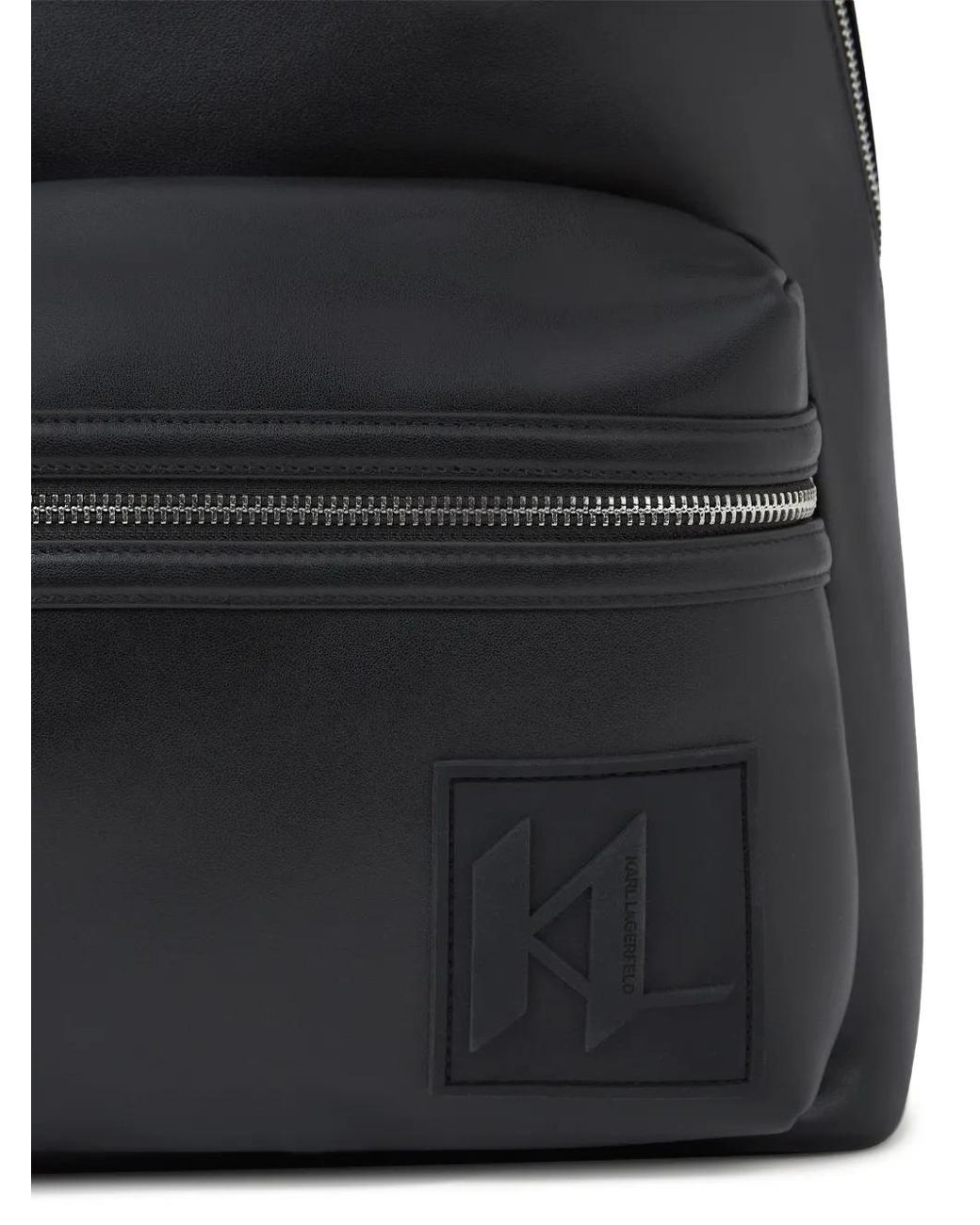 Karl Lagerfeld Black Logo-Patch Backpack for men