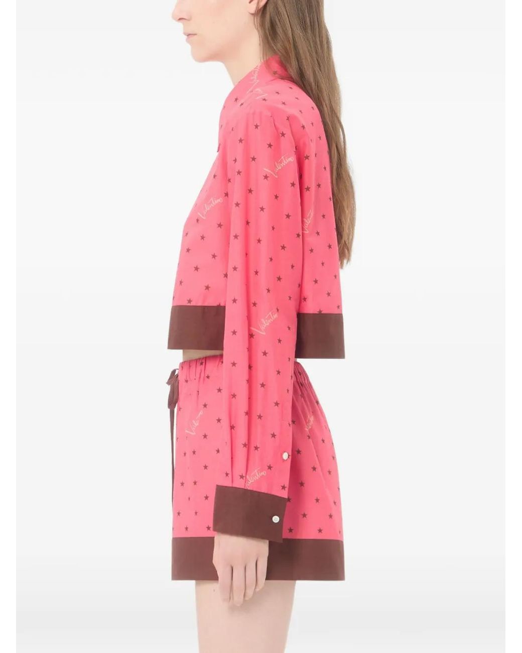 Valentino Garavani Pink Muslin Starry Signature Shirt With Star-Print