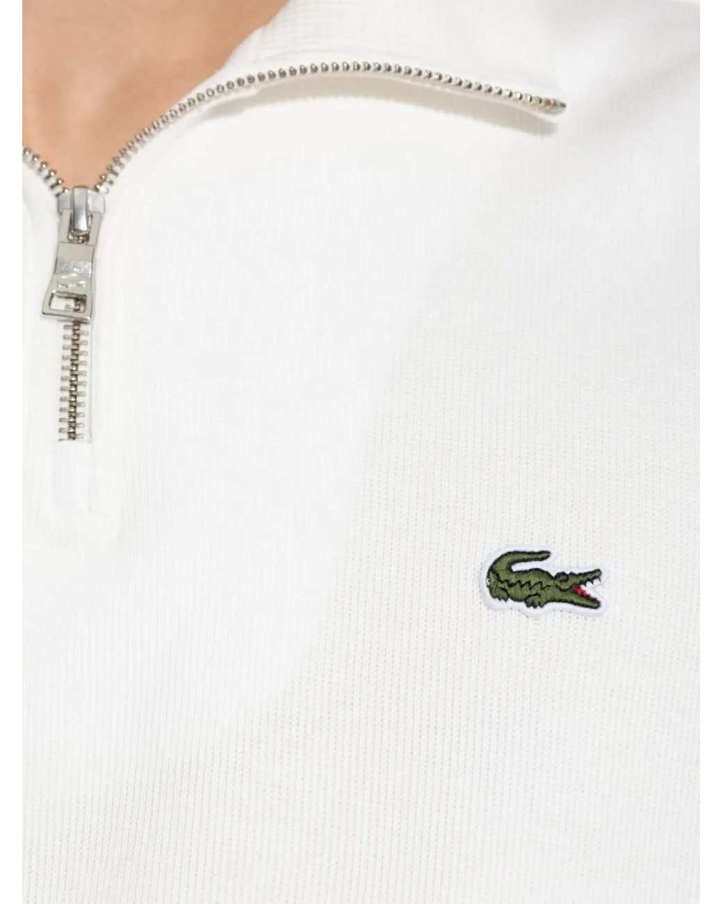 Lacoste White Zip-Up High-Neck Sweatshirt for men