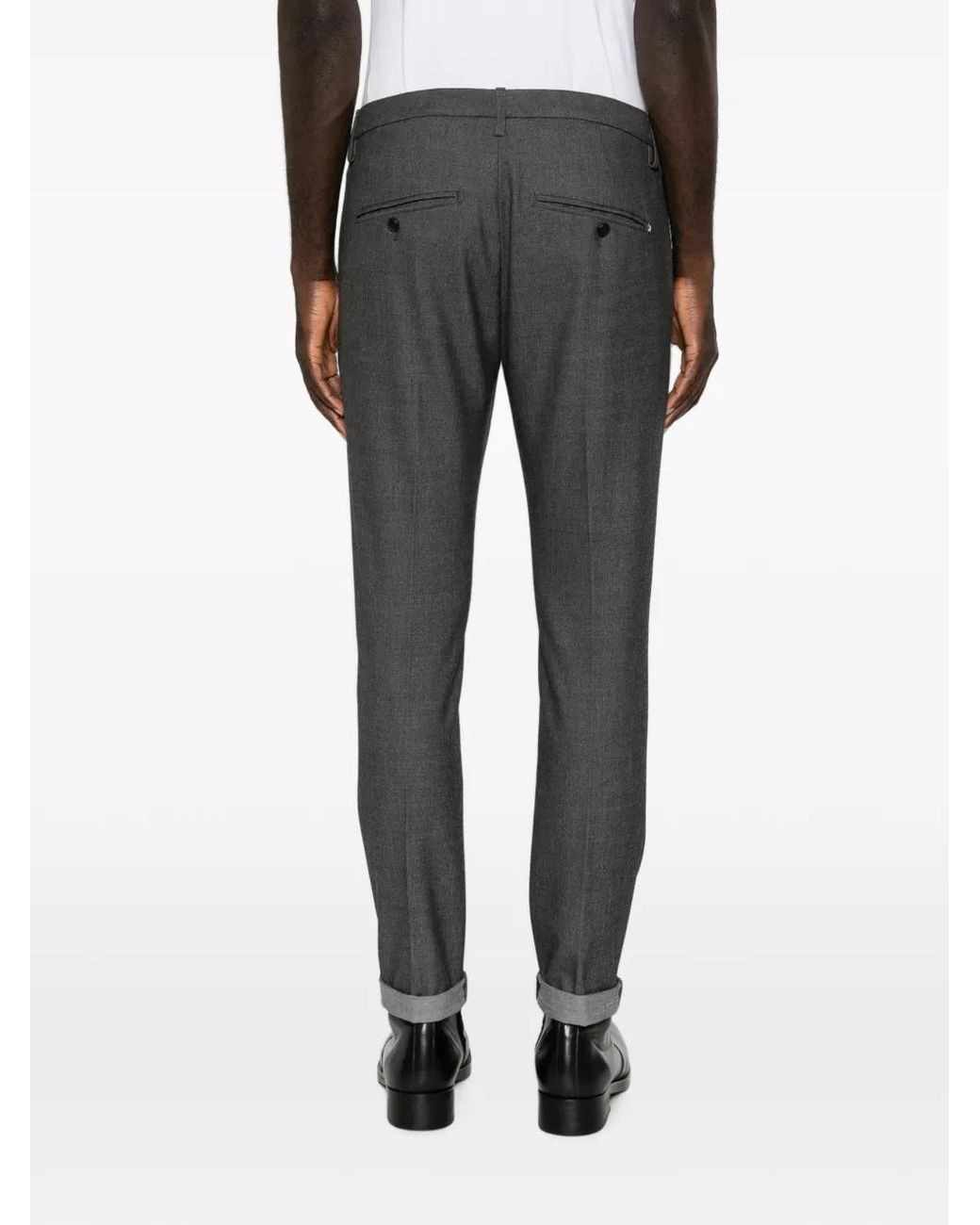 Dondup Gray Gaubert Slim-Fit Turned-Up Chino Trousers for men