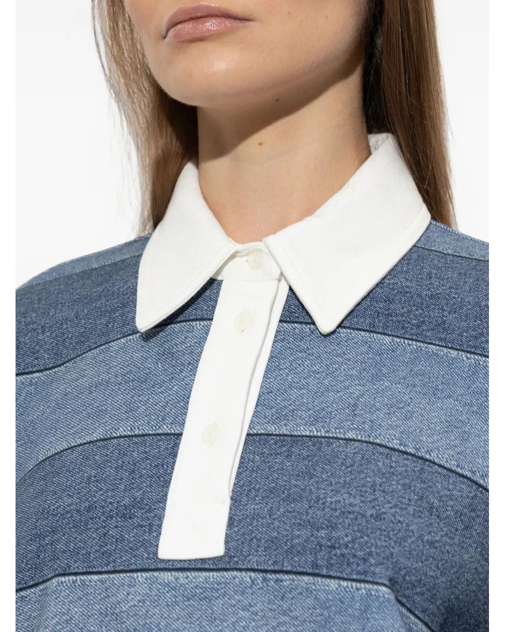 Rag & Bone Blue Miramar Cropped Rugby Polo Shirt