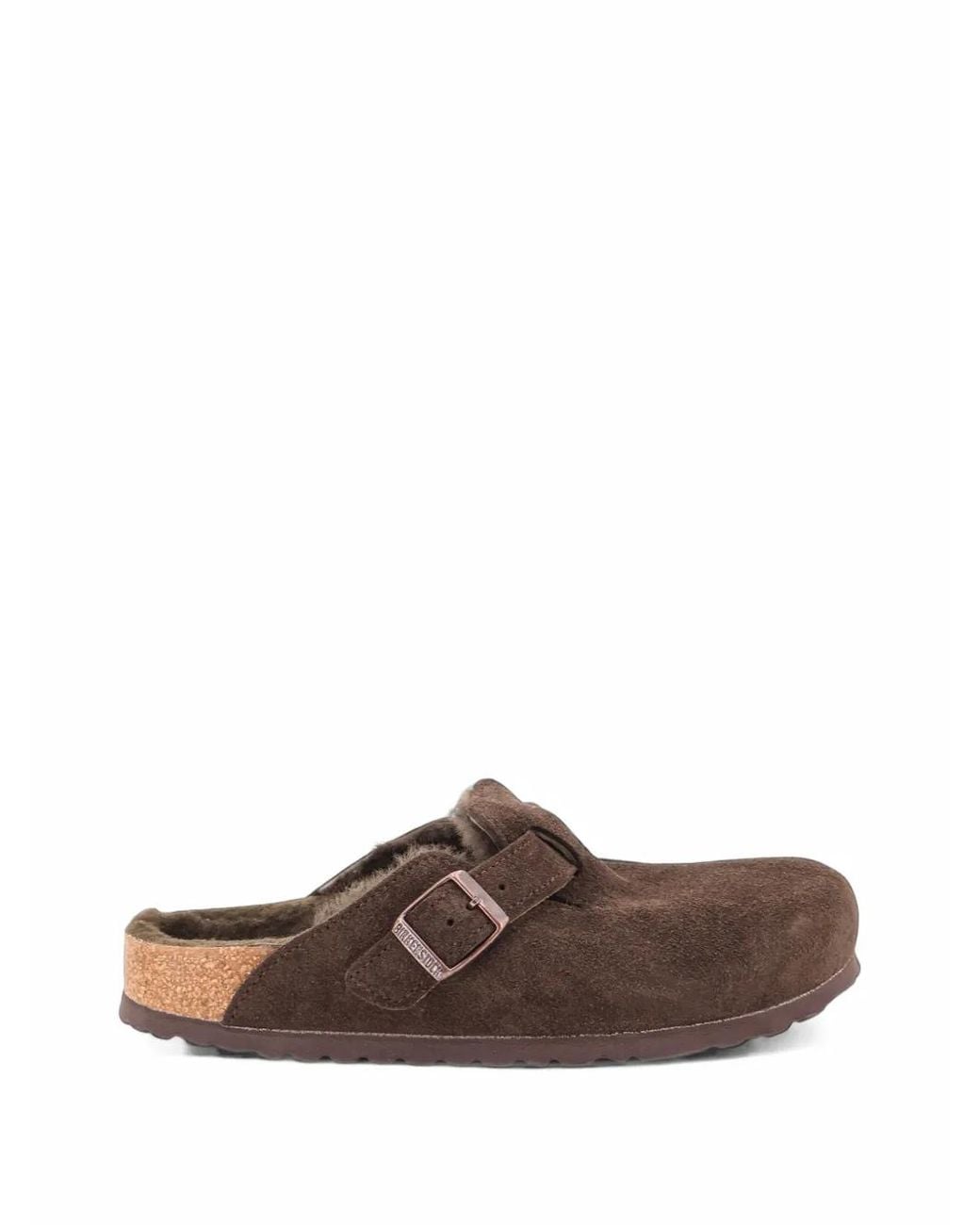 Birkenstock Brown Mules Boston En Peau Lainée