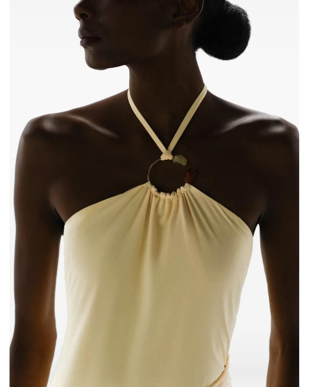 Baobab Metallic Clelia Resin-Embellished Draped Maxi Dress