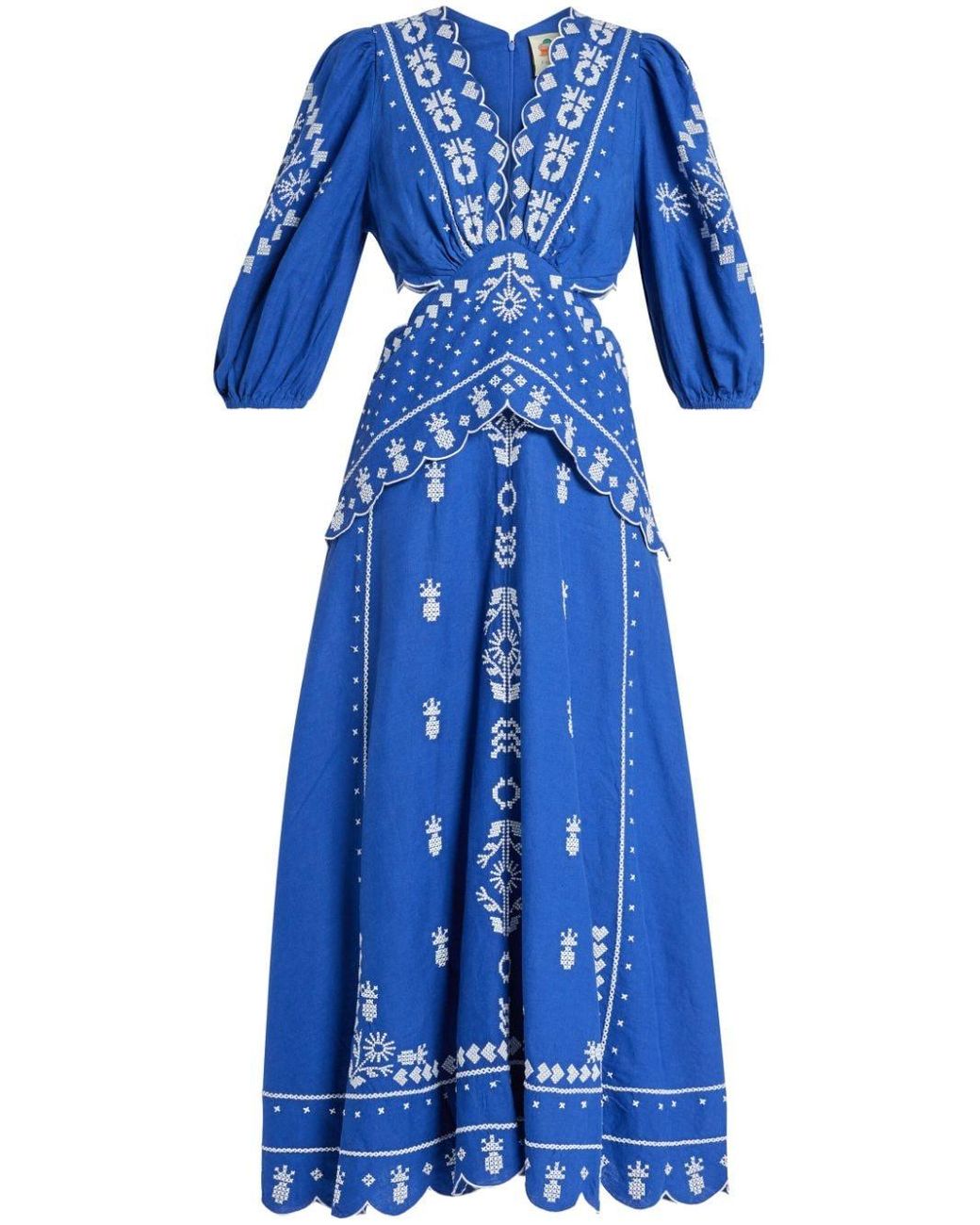 FARM Rio Embroidered Cut-out Maxi Dress in Blue | Lyst