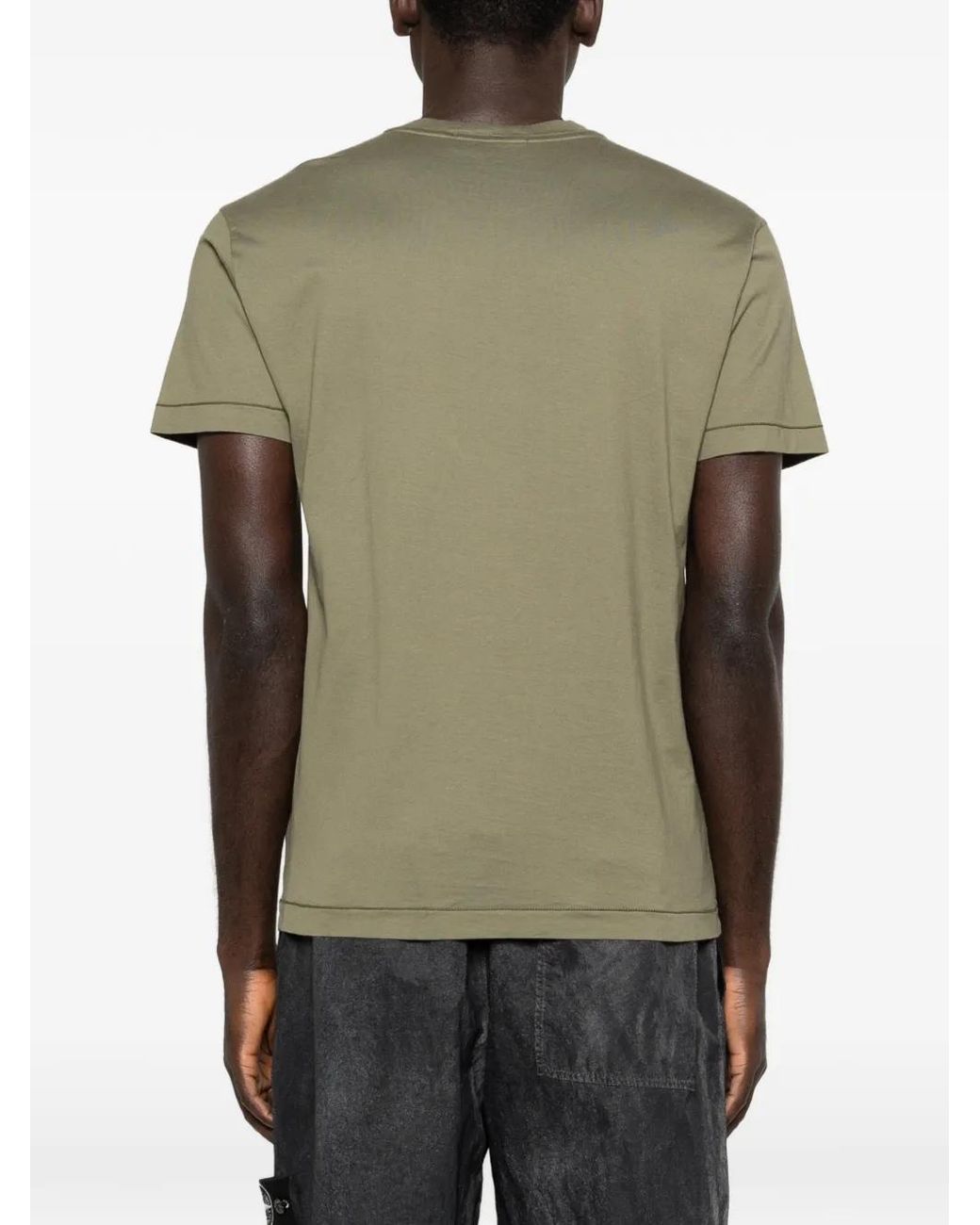Stone Island Green Crew-Neck Logo-Patch T-Shirt for men