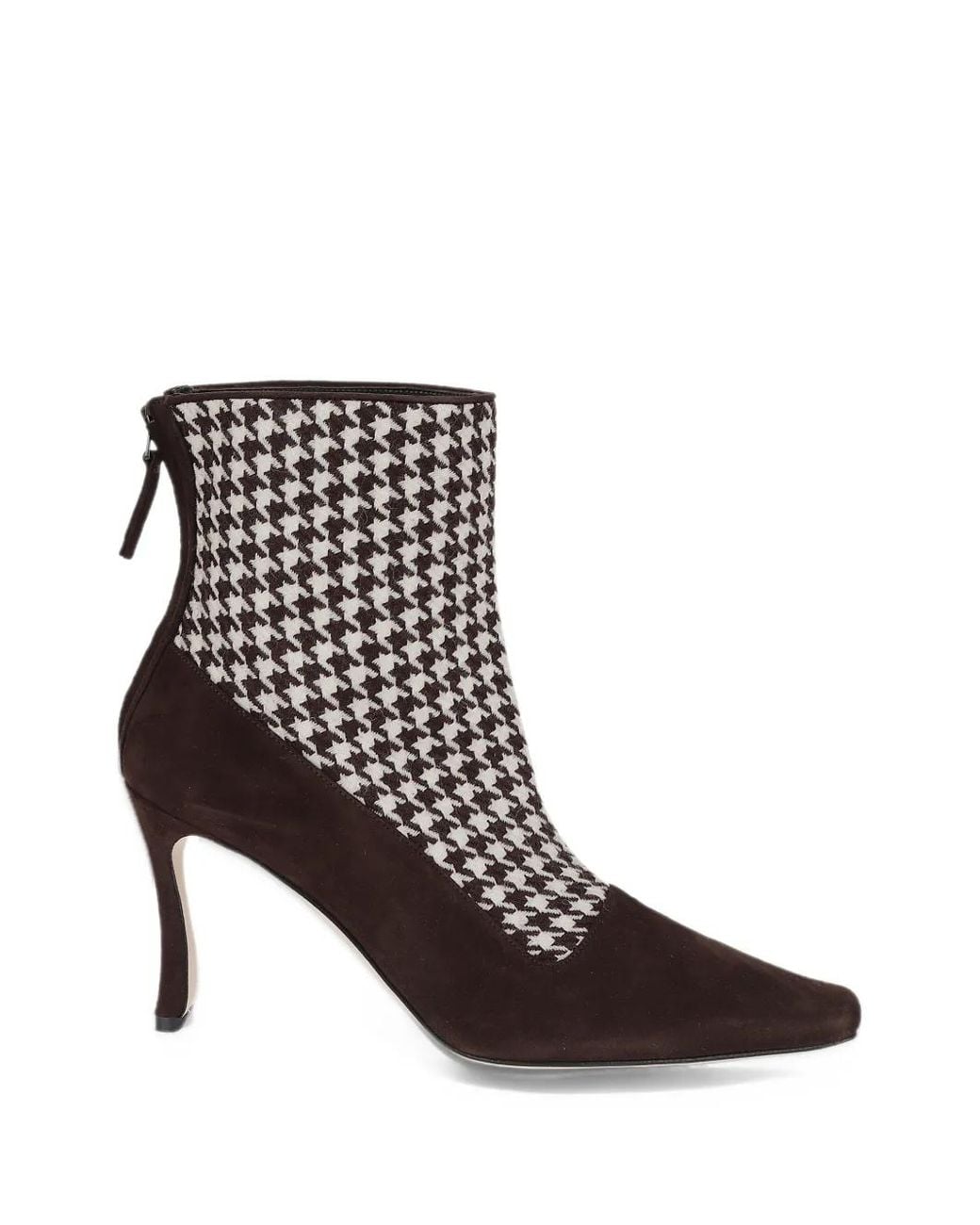 Manolo Blahnik Black Houndstooth-Pattern Suede Ankle Boots