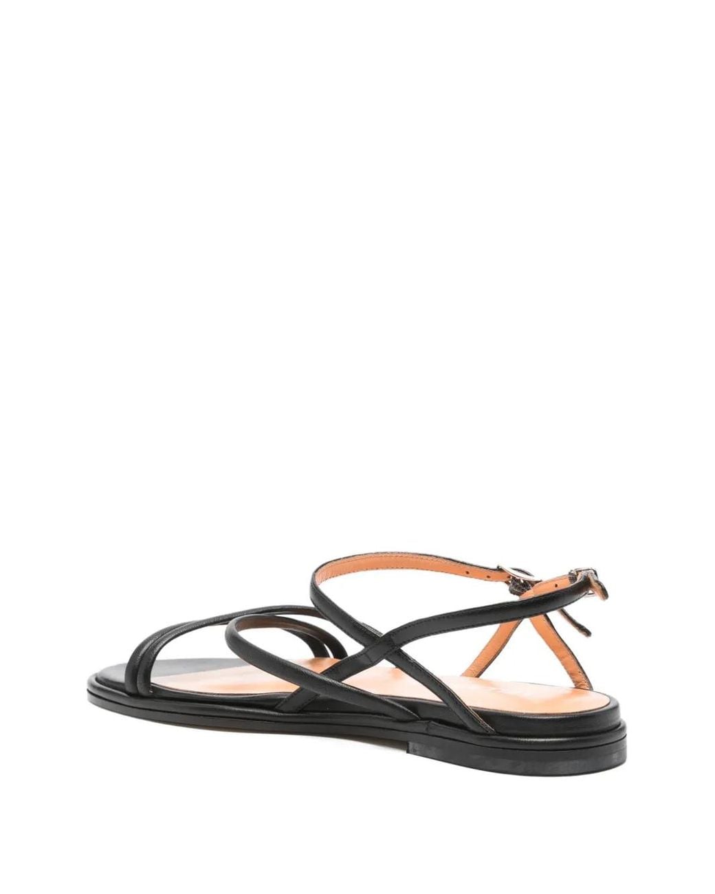 Lella Baldi Black Leather Buckle Sandals