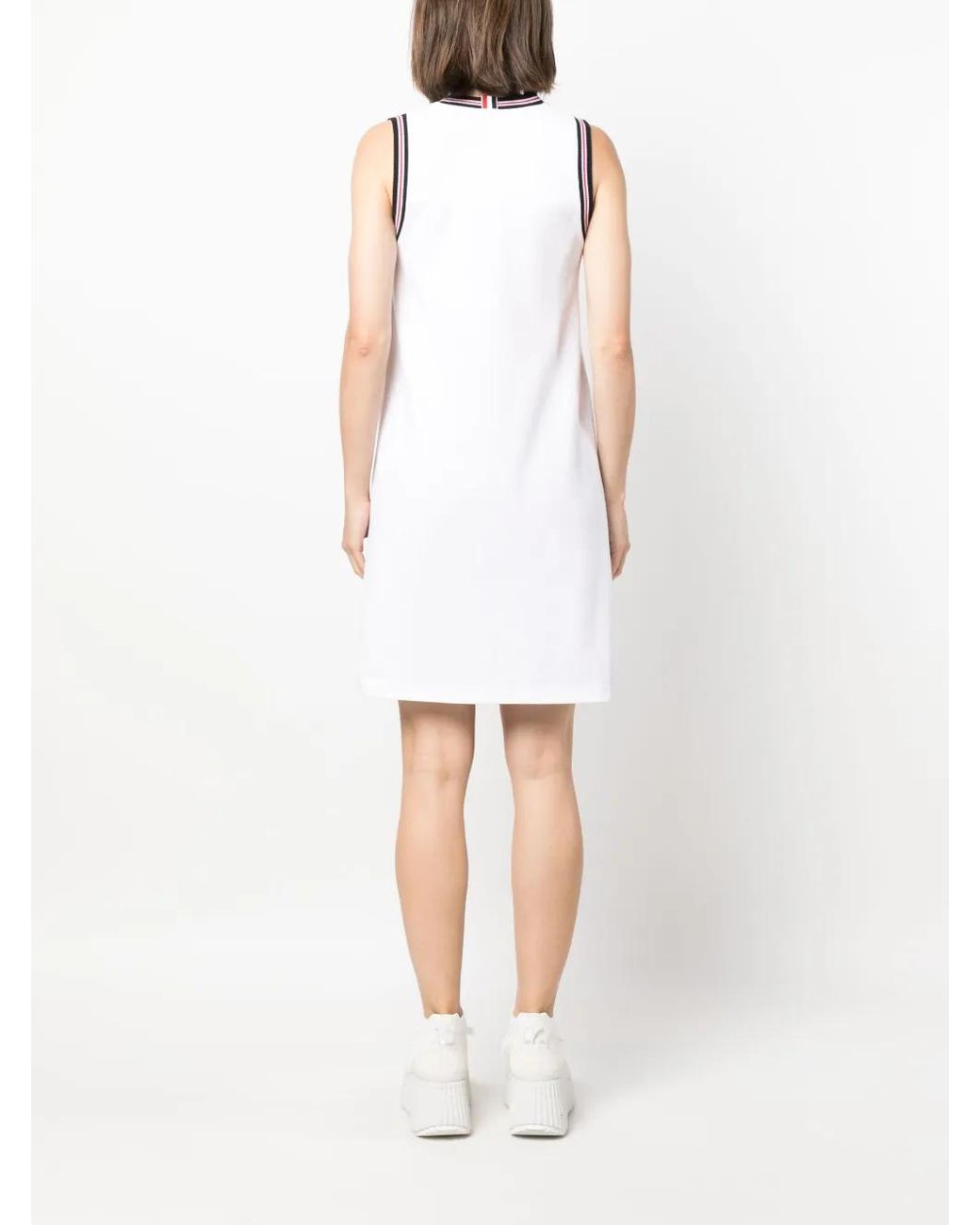 Thom Browne White V-Neck Sleeveless Dress