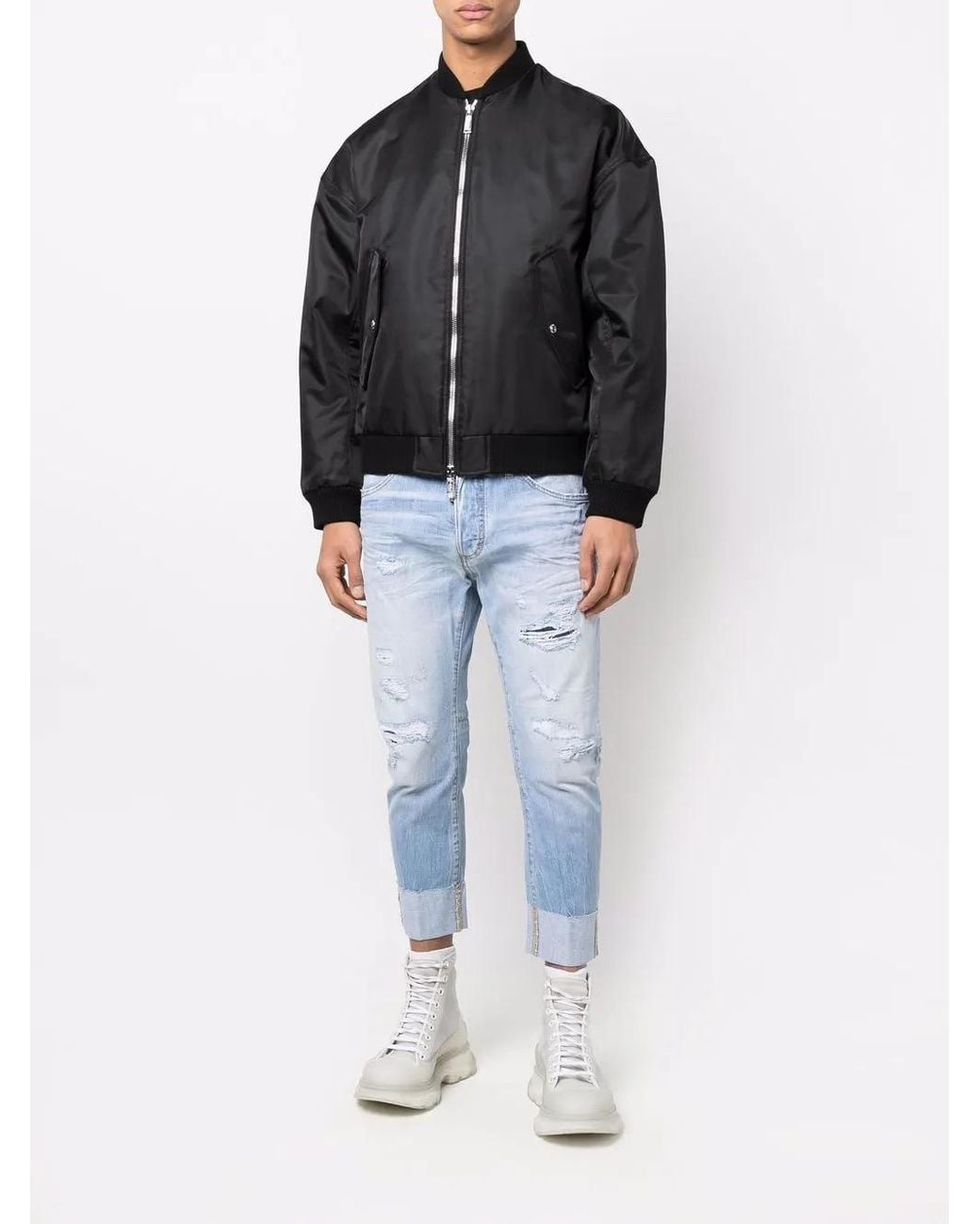 DSquared² Black Slogan-Print Bomber Jacket for men