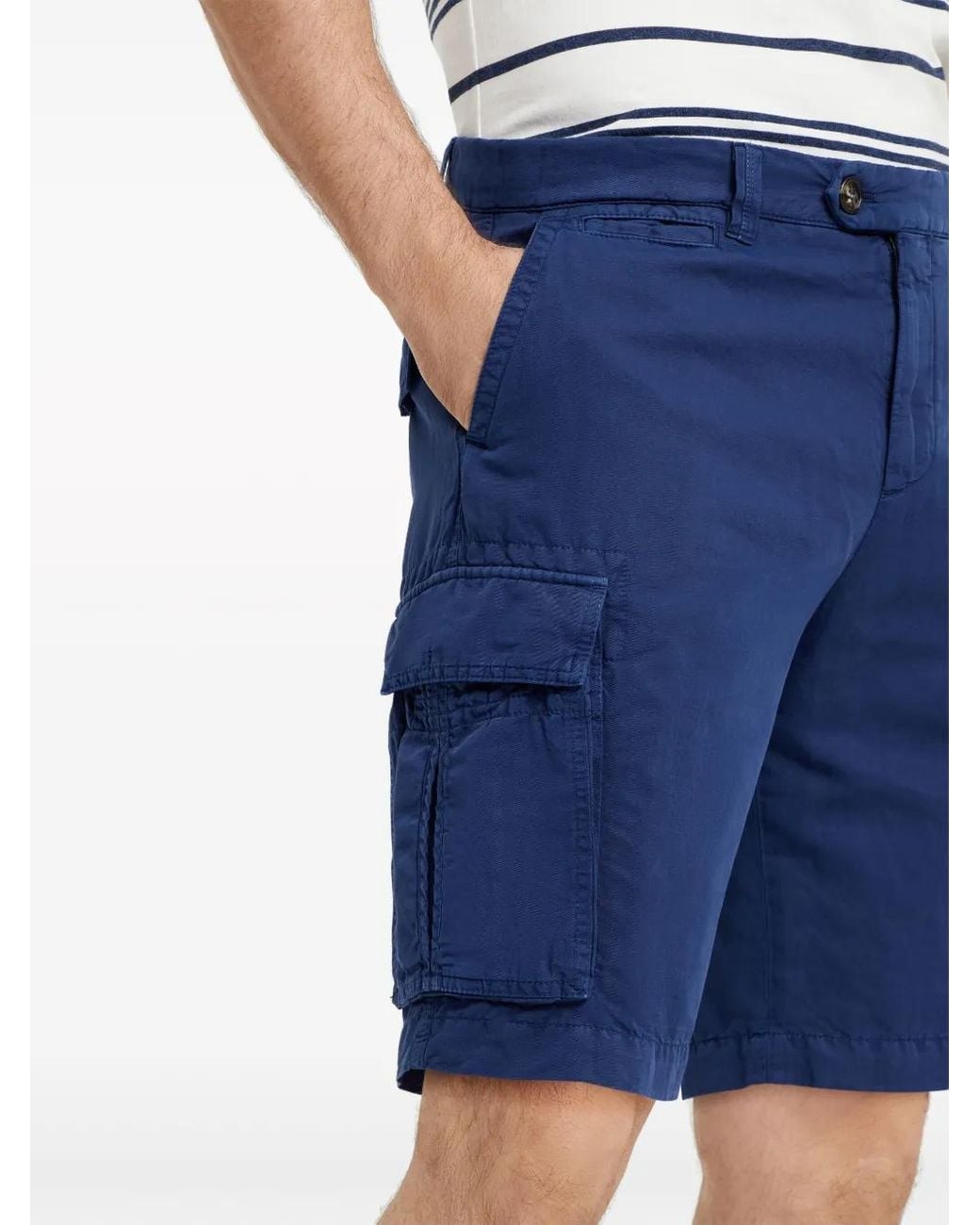 Brunello Cucinelli Blue Mid-Rise Cargo Shorts for men