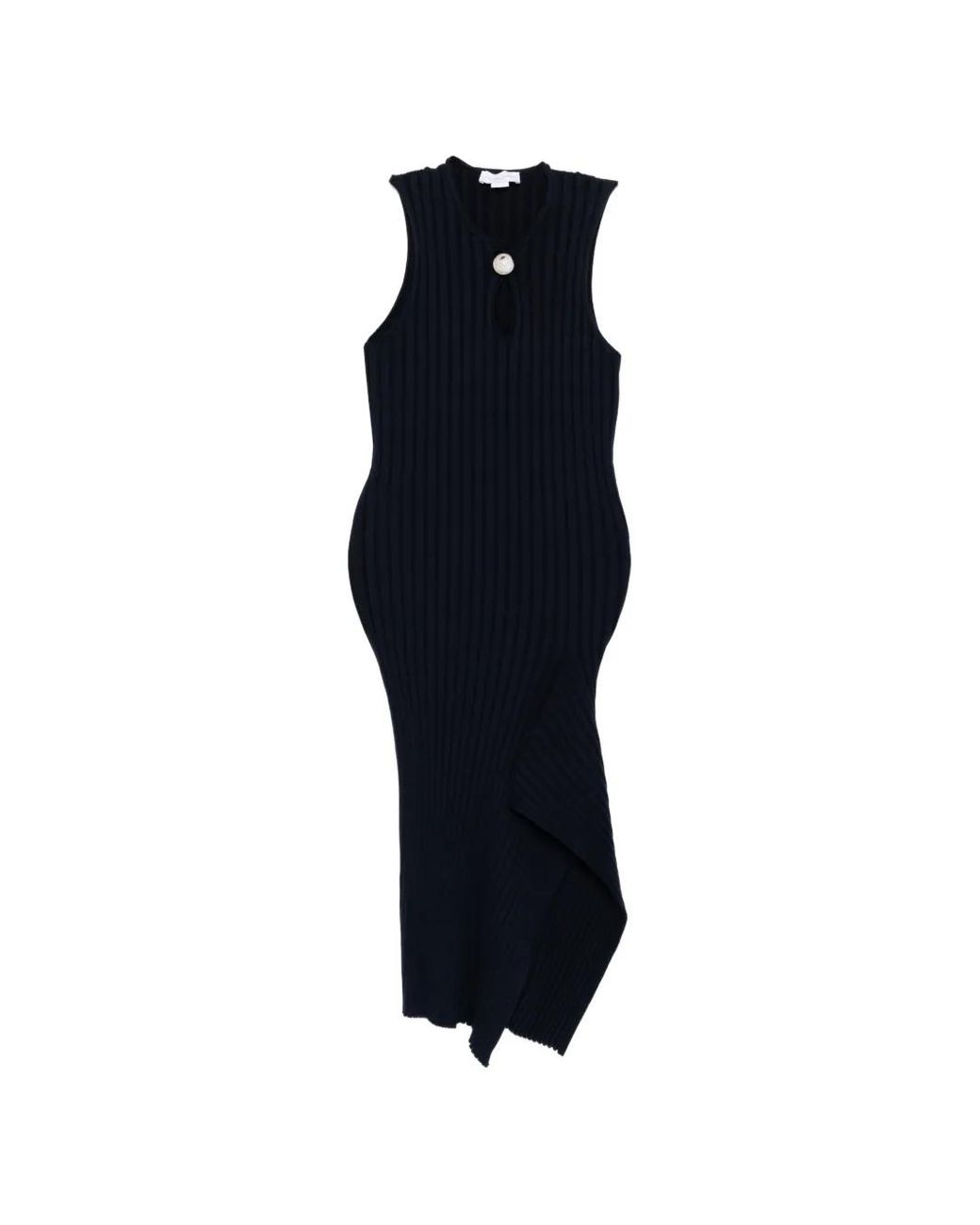 Stella McCartney Blue Ribbed Cotton Midi Dress