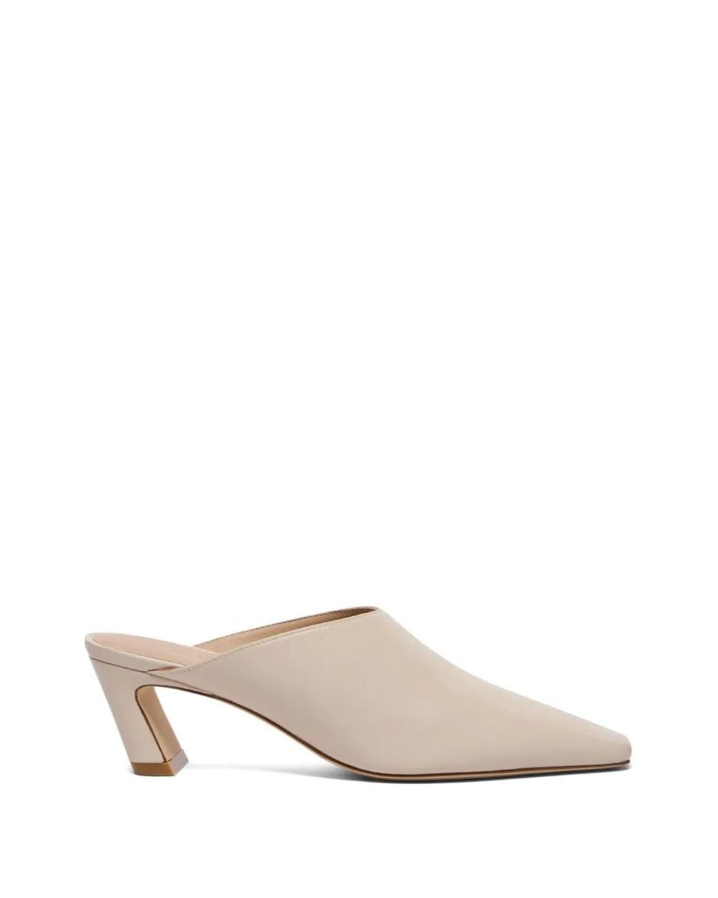 Stuart Weitzman White Stasso Square-Toe Mules