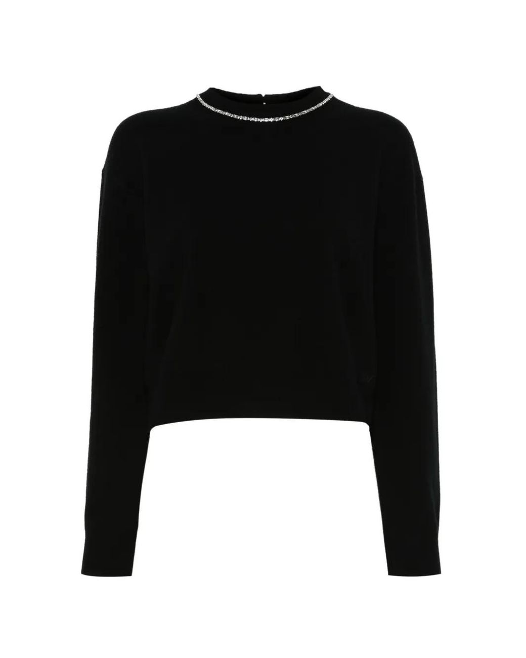 Alexander Wang Black Crystal-Embellished Crew-Neck Sweater