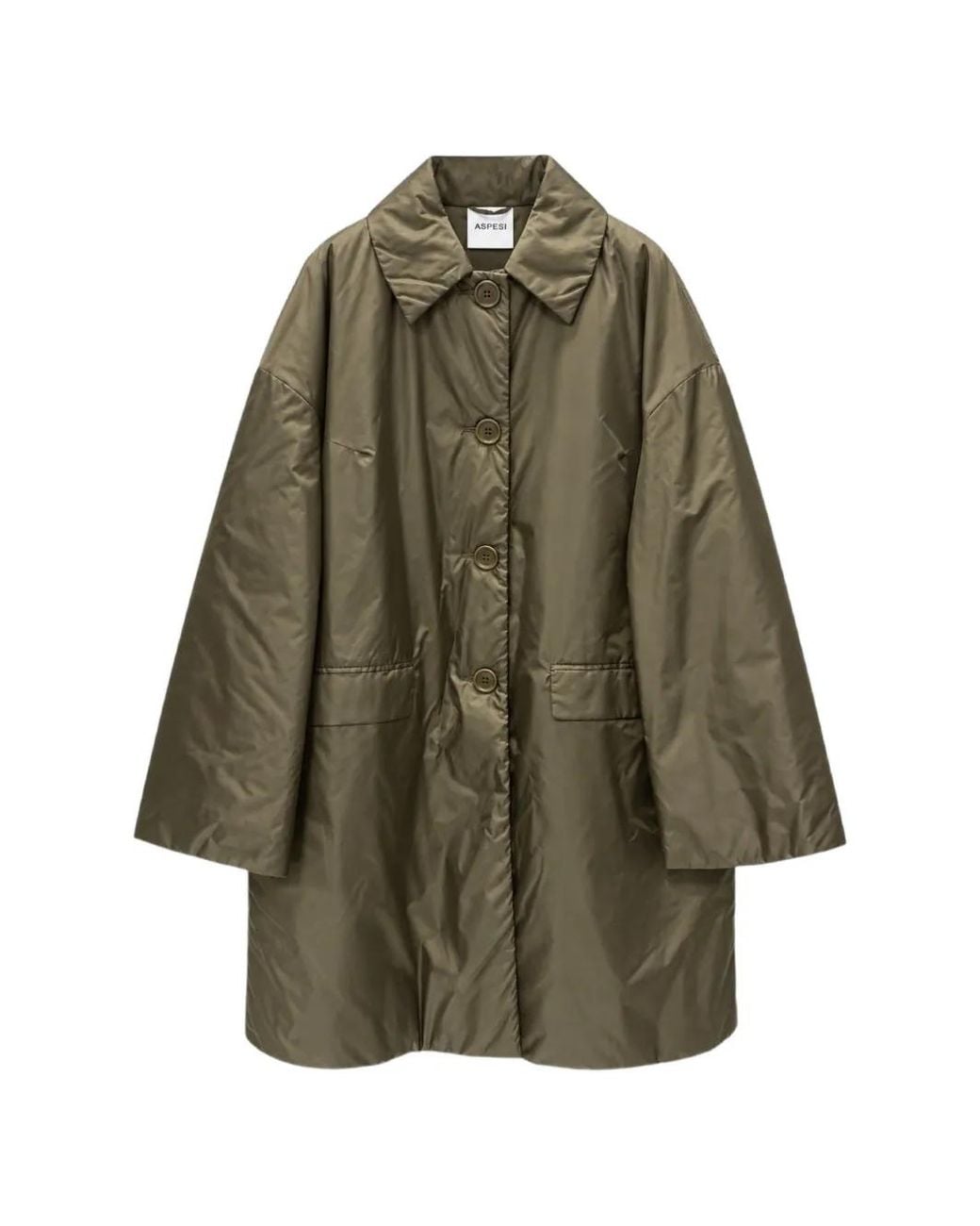 Aspesi Green Oversized Single-Breasted Coat