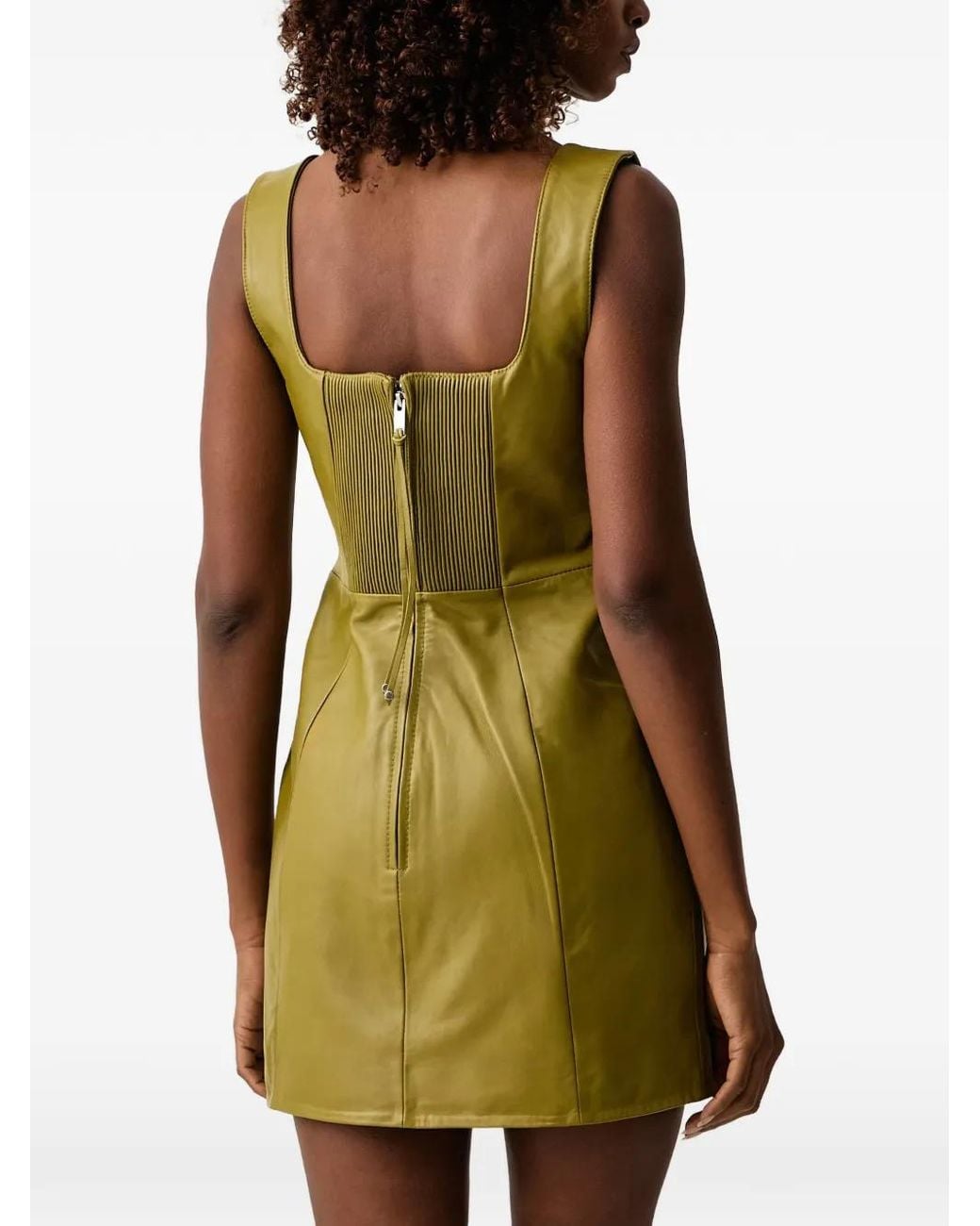retroféte Green Tilde Leather Mini Dress