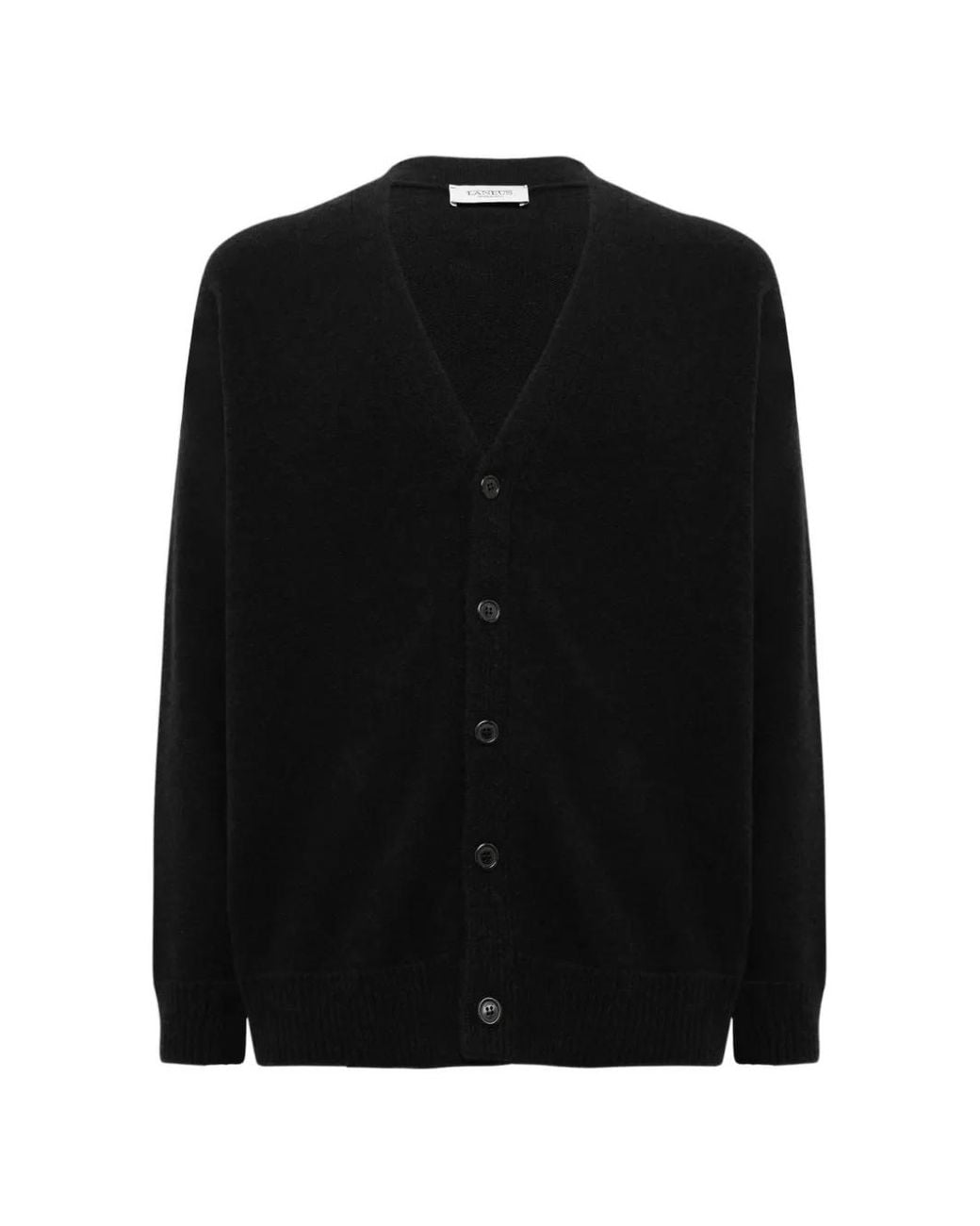 Laneus Black Button-Up Knitted Cardigan for men