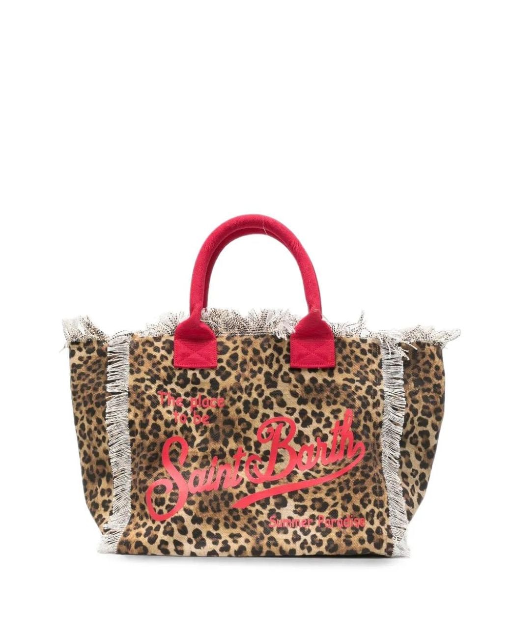 Mc2 Saint Barth Pink Leopard-Print Frayed Tote Bag