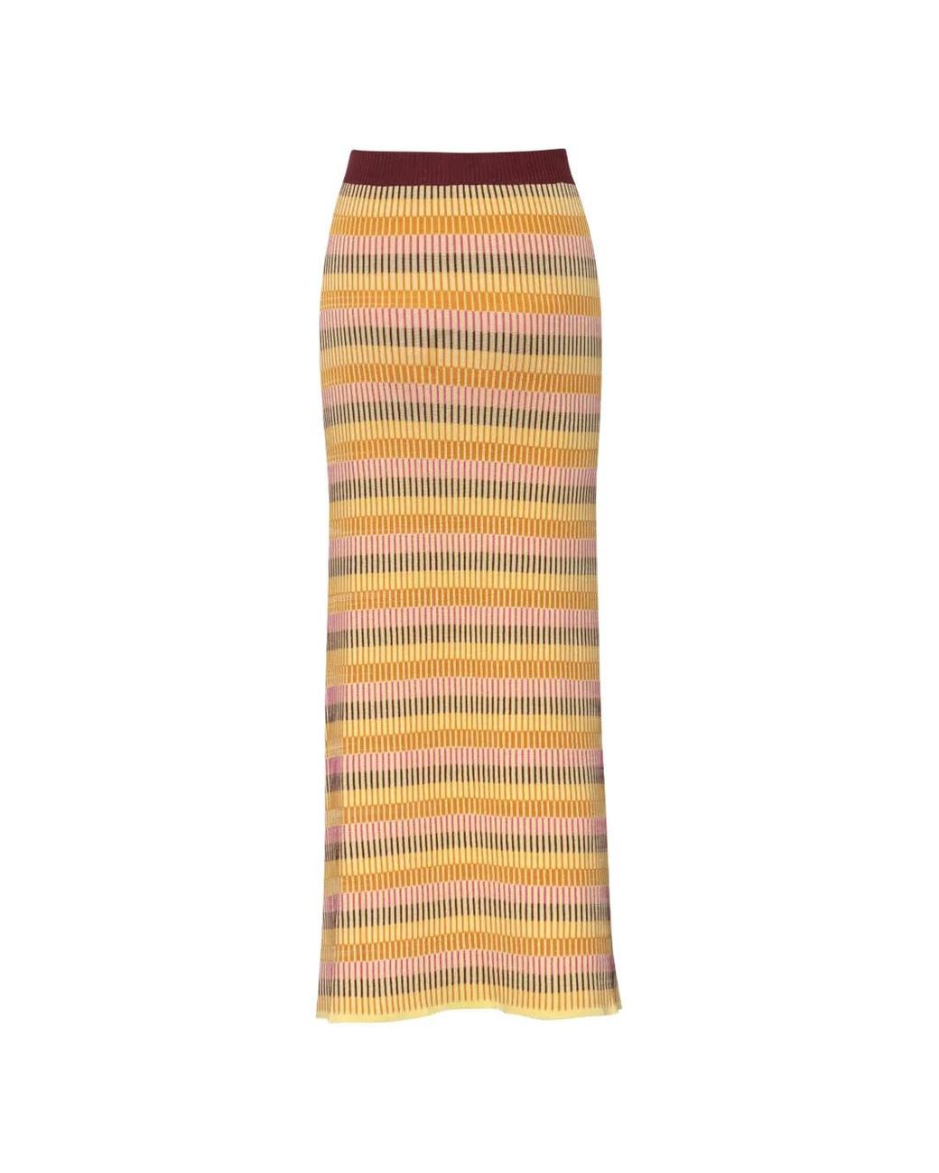 Baobab Metallic Kina Elastic-Waistband Maxi Skirt
