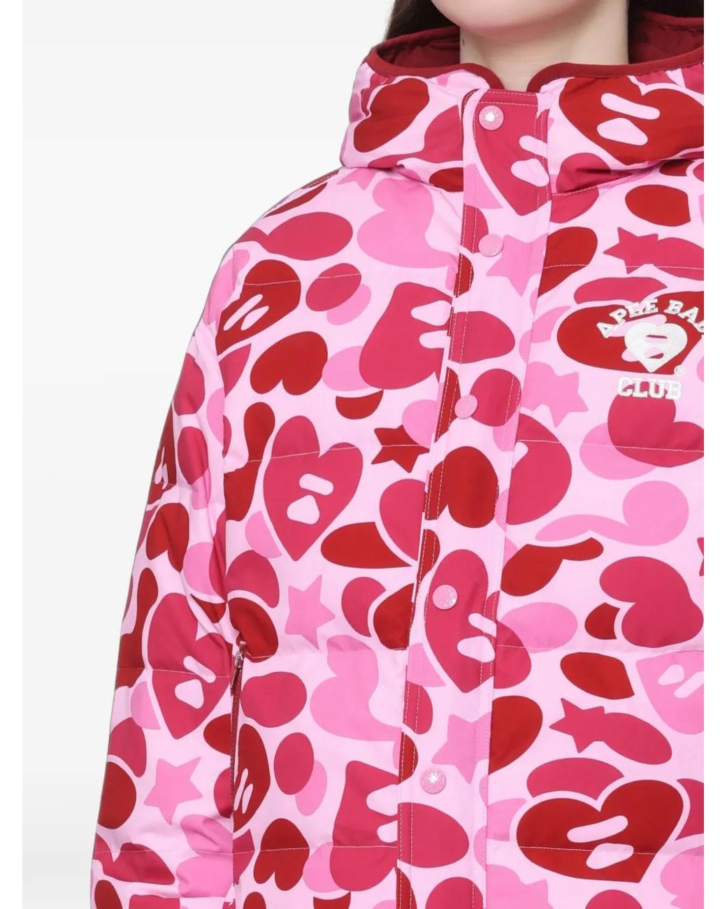 AAPE BY A BATHING AP Red Camouflage-Print Puffer Jacket