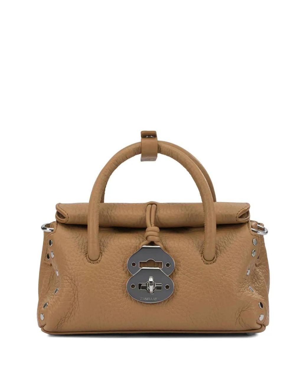 Zanellato Metallic Small Dotta Studded Leather Tote Bag
