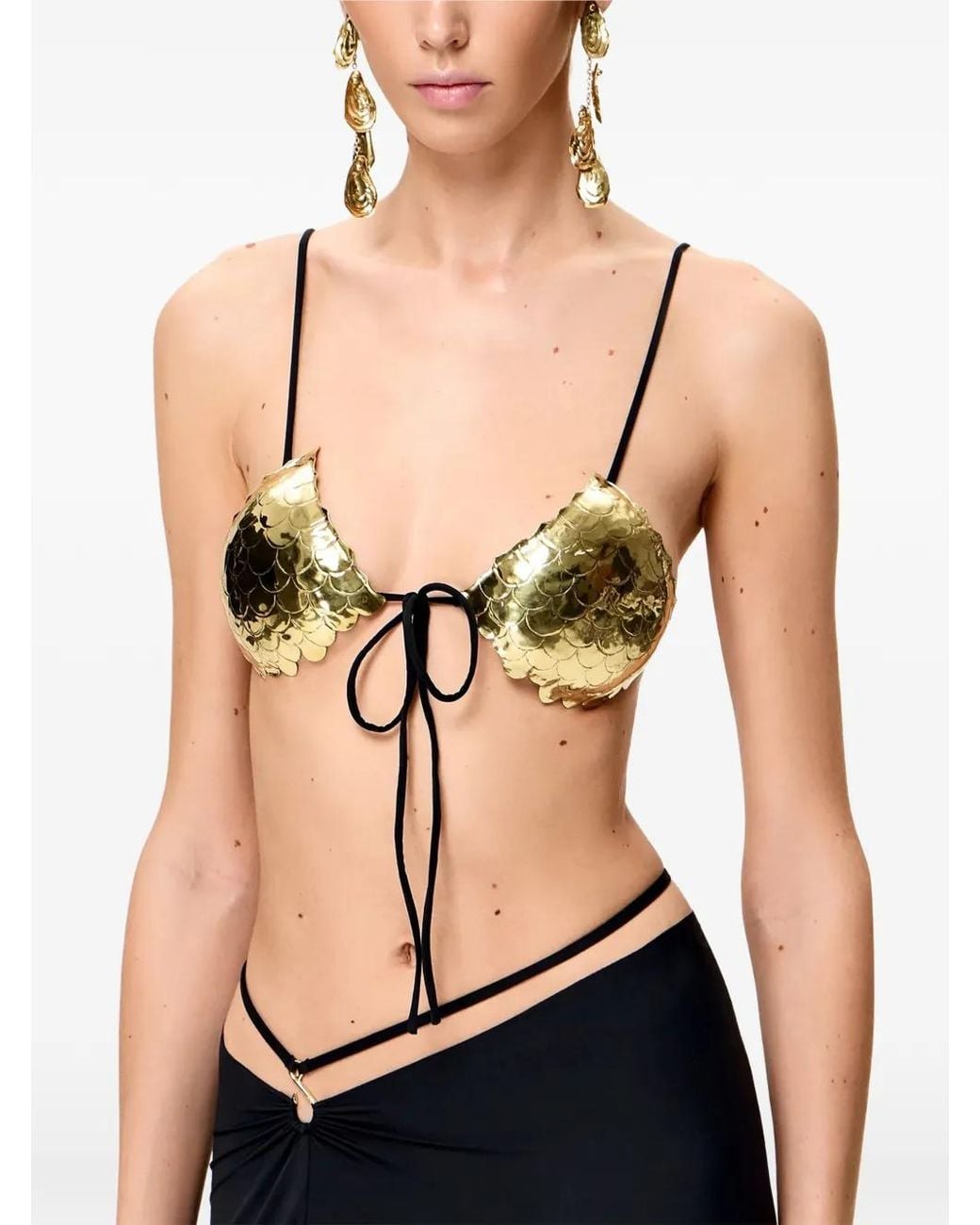 Korobeynikov Metallic Handcrafted Scale-Effect Bikini Top