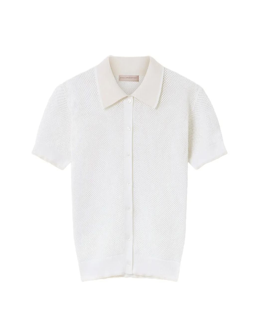 Stella McCartney White Mesh-Knit Short-Sleeve Top