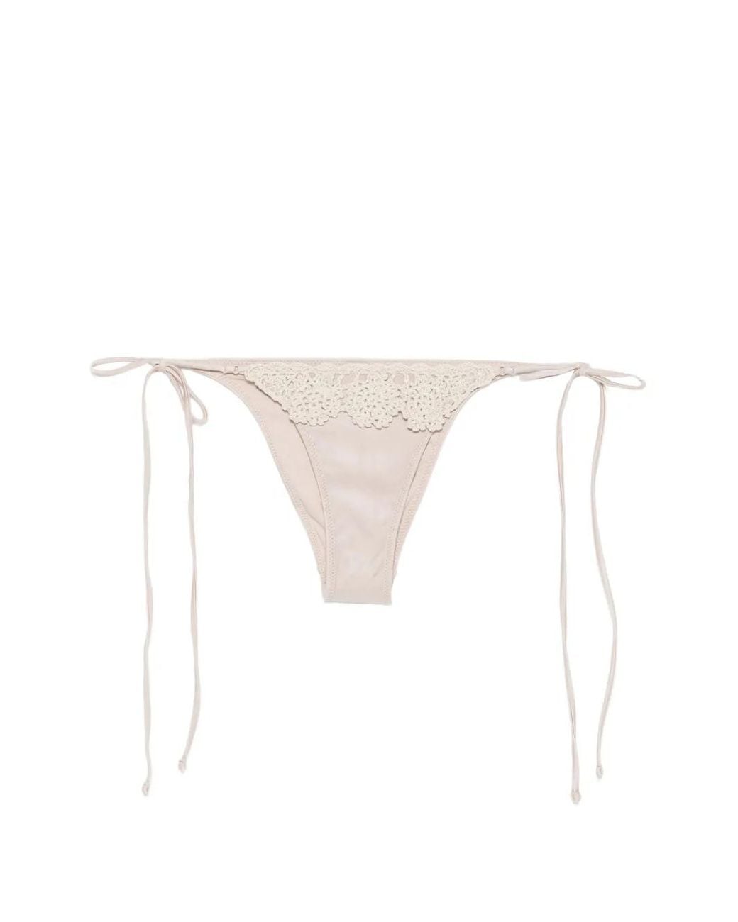Frankie's Bikinis White Mackenzie Crochet-Trim Side-Tie Bikini Bottoms