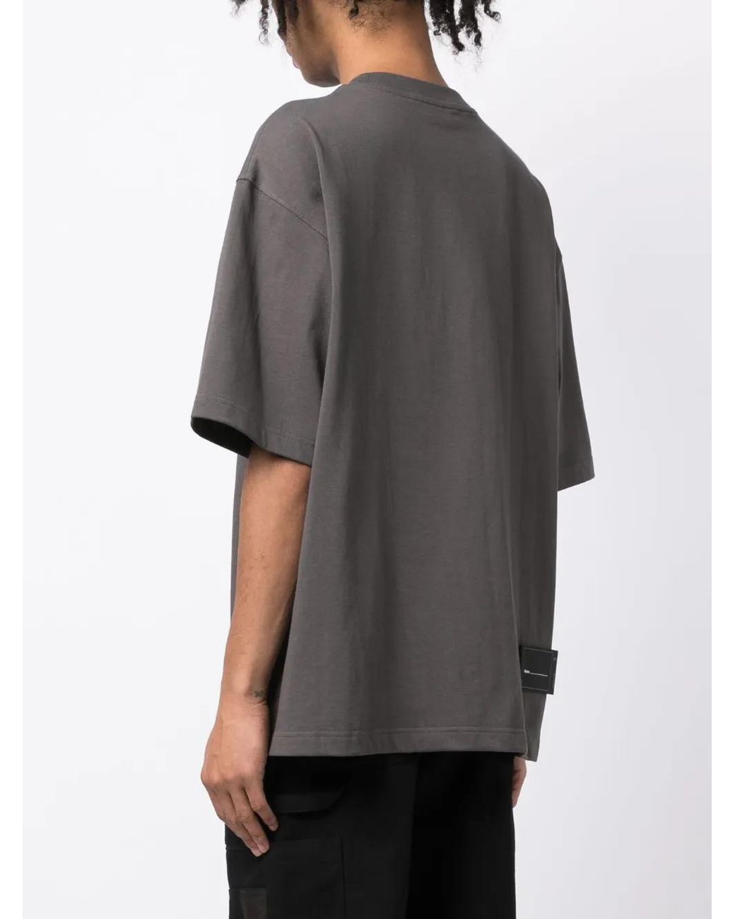 we11done Gray Drop-Shoulder Cotton T-Shirt