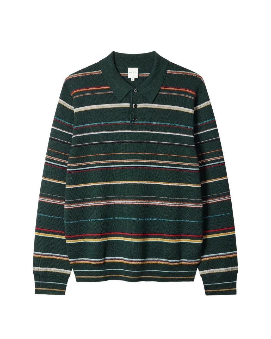 Paul Smith Green Signature Stripe Merino Wool Polo Shirt for men