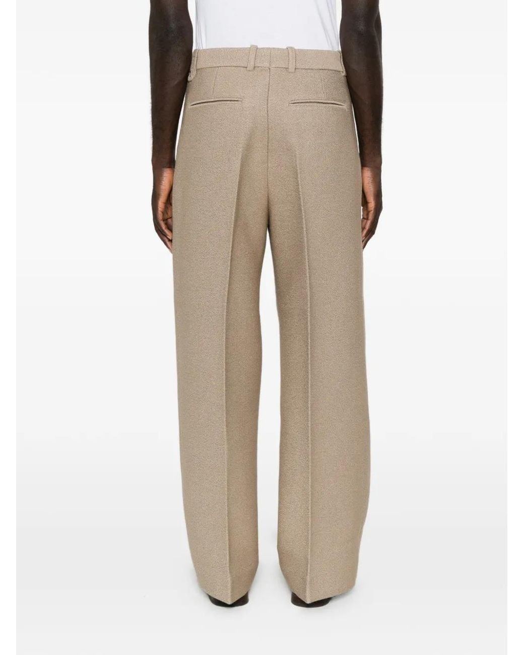Jacquemus White Pressed-Crease Wide-Leg Trousers for men