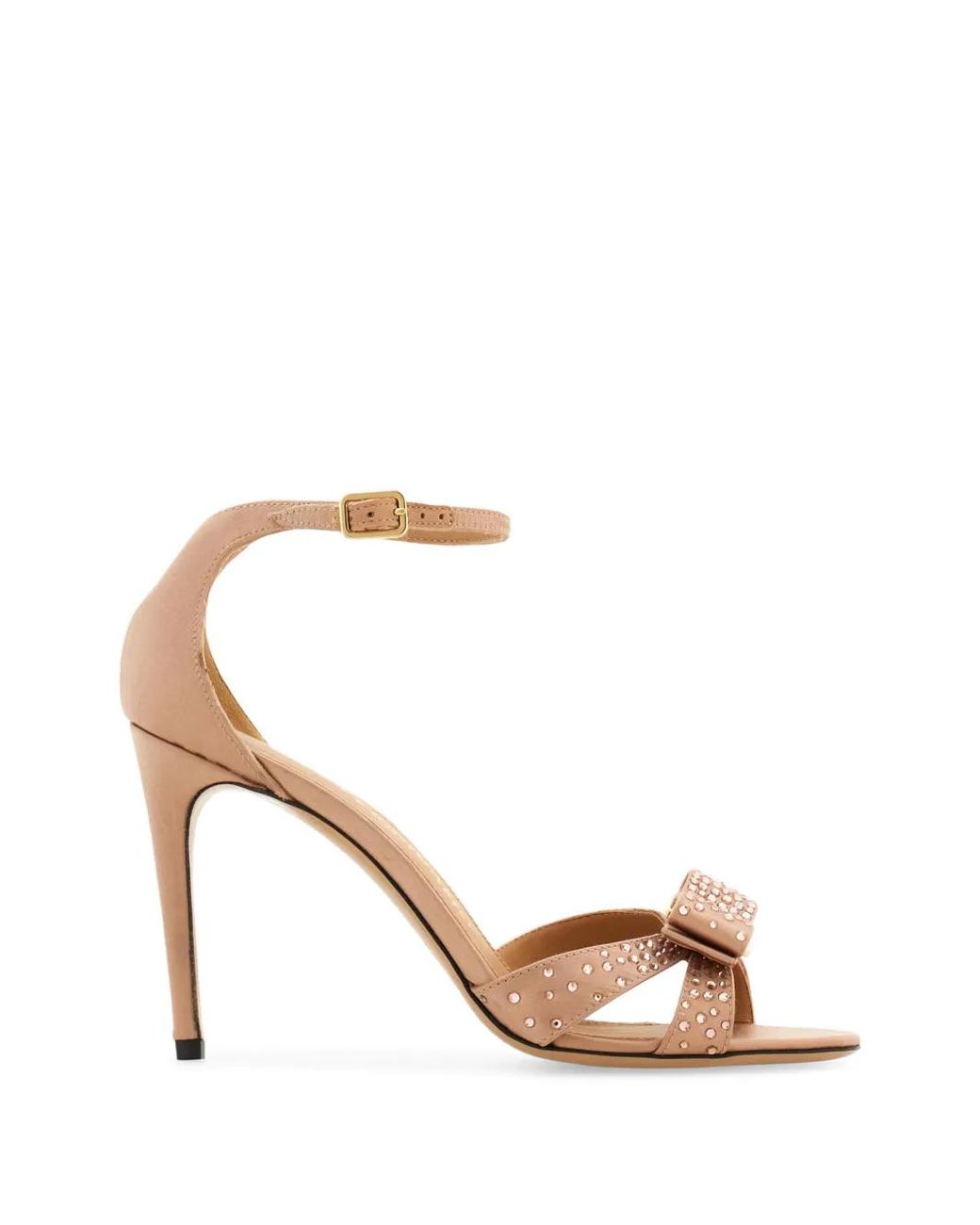Ferragamo Metallic Vara Bow Sandals With Crystals