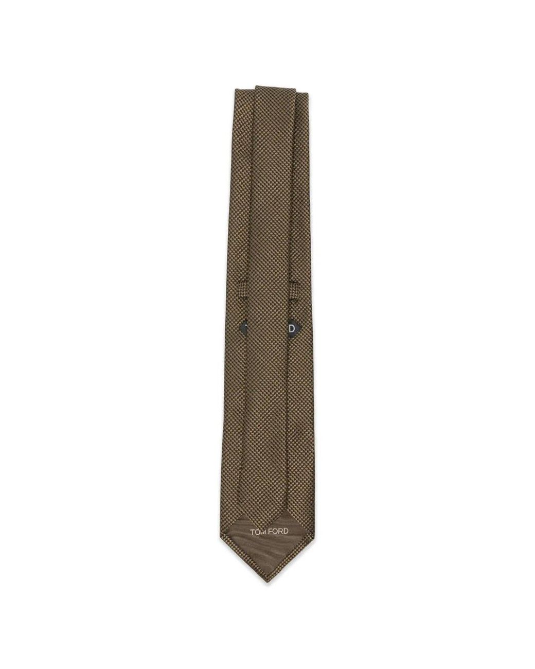 Tom Ford Natural Houndstooth-Pattern Tie for men