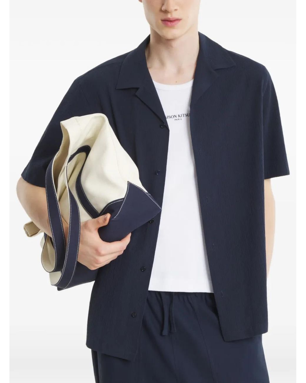 Maison Kitsuné Blue Cotton Shirt for men