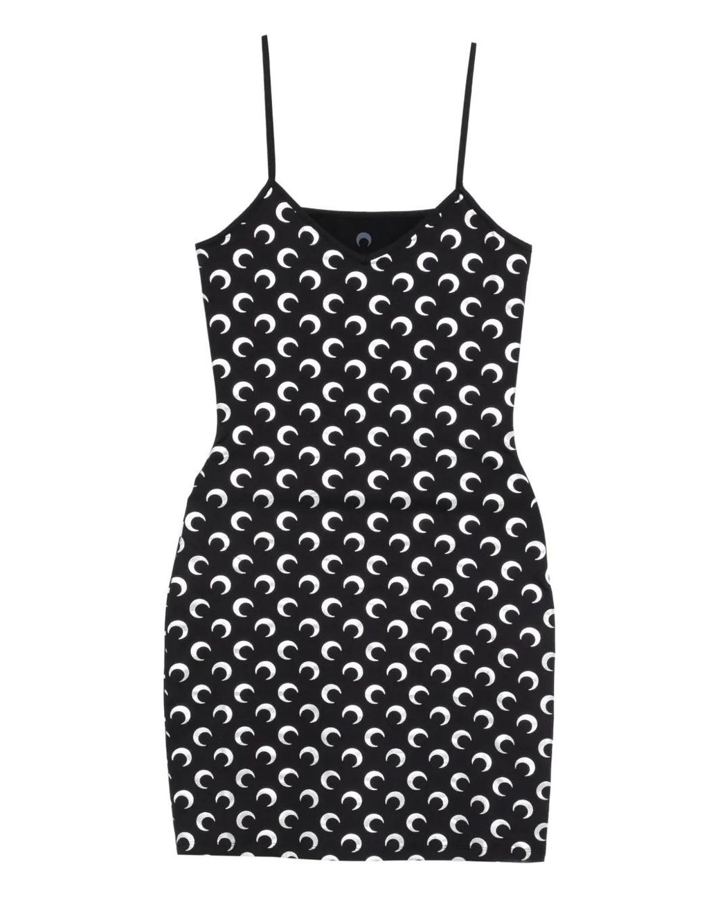 MARINE SERRE Black Moon Foil Printed Jersey Straps Mini Dress