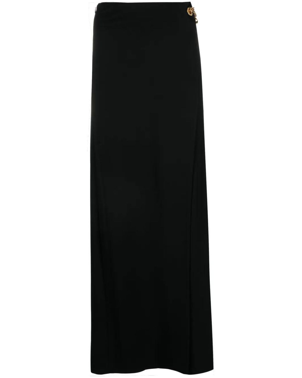 Moschino Black Padlock-Detail Asymmetric Maxi Skirt