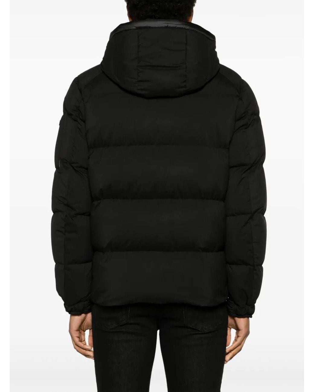 Kiton Black Logo-Patch Quilted Hooded Jacket for men