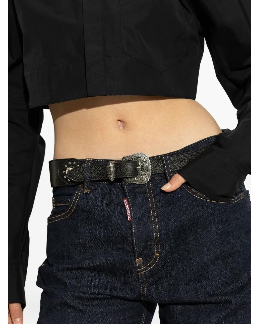 DSquared² White Studded Belt