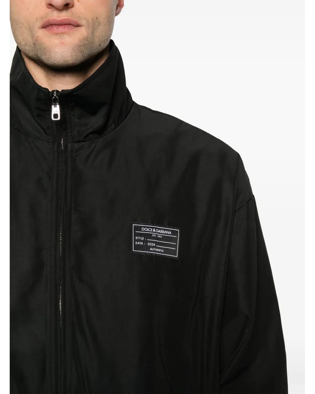Dolce & Gabbana Black Logo-Appliqué Bomber Jacket for men